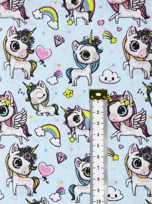 Coupon tissu pour enfant licornes 3x1,5m BLEU COT143740 DE1