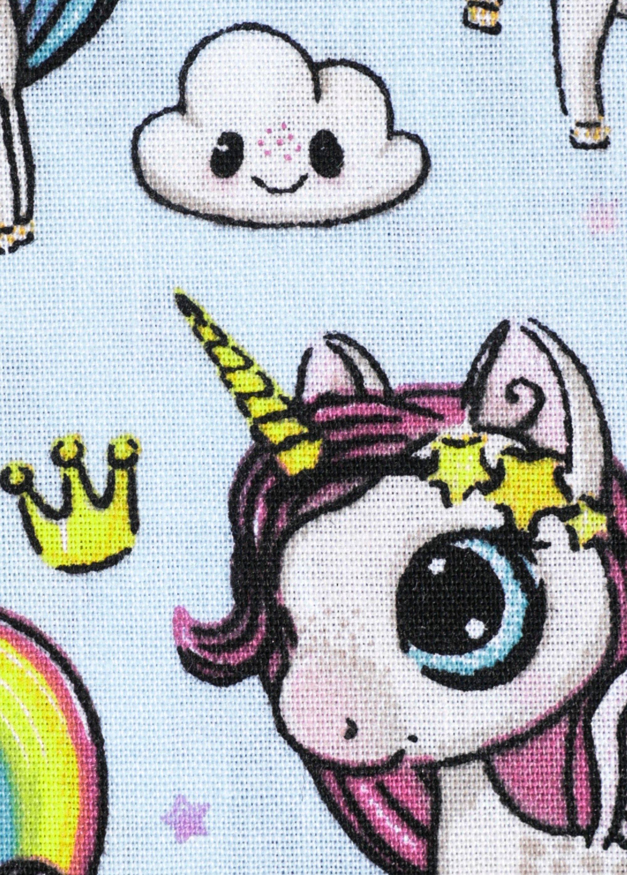 Coupon tissu pour enfant licornes 3x1,5m BLEU COT143740 DE2