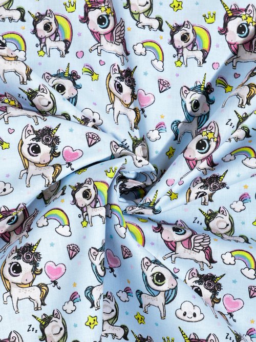 Coupon tissu pour enfant licornes 3x1,5m BLEU COT143740 FA1