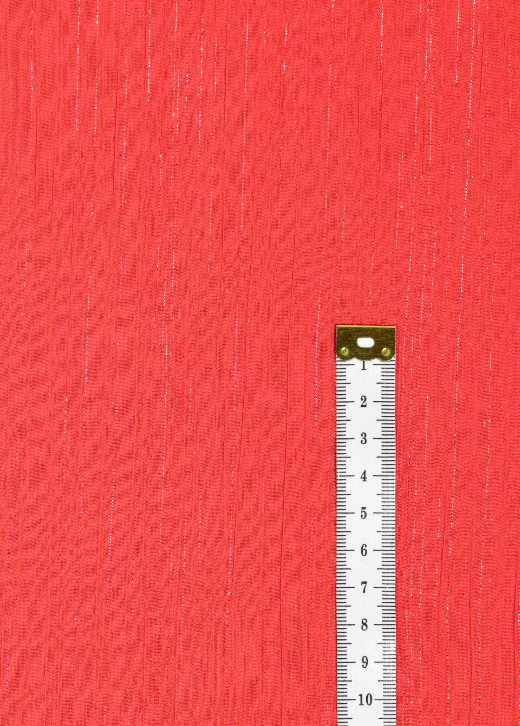 Coupon tissu voile fil métallisé, flamme ROUGE COT146284 DE1