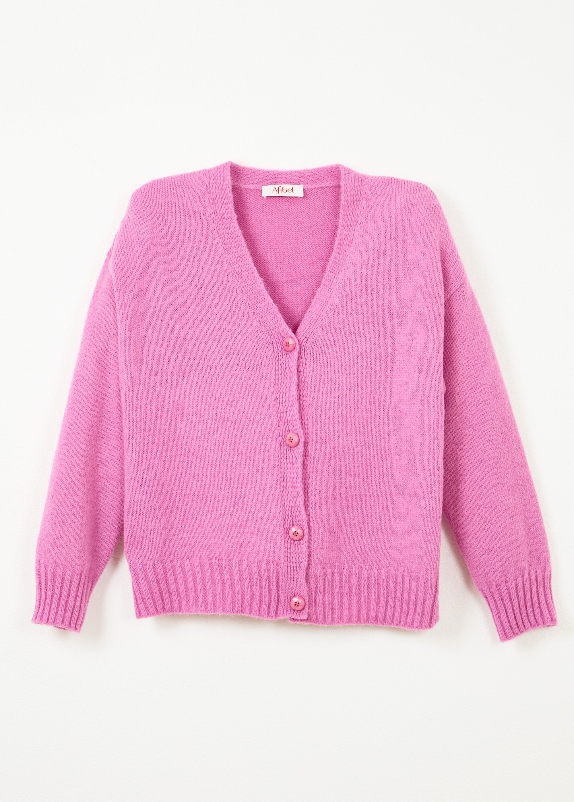 Gilet col V boutonné mélange mohair Femme MAGENTA PATTY AP1