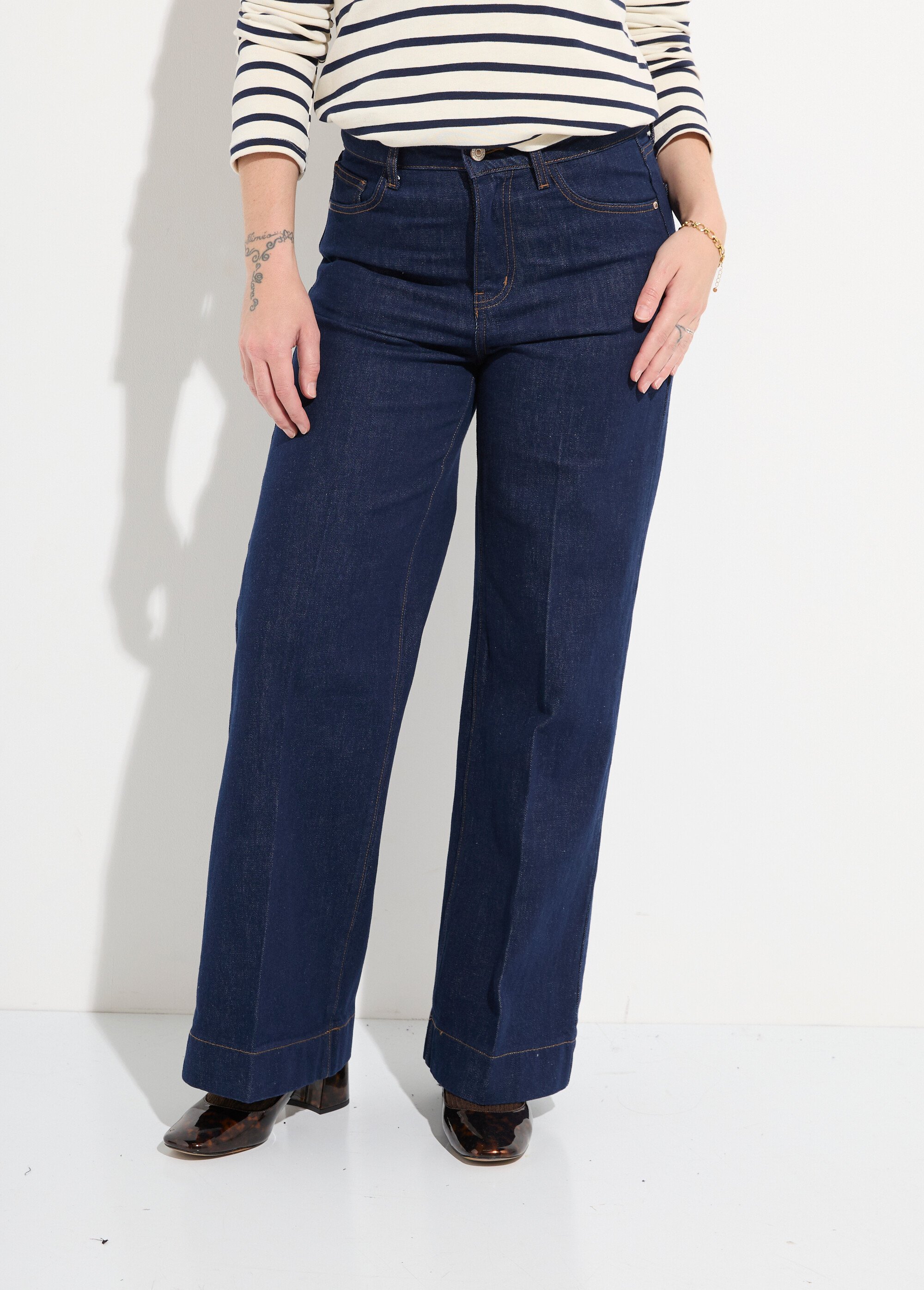 Jean avec pli permanent, spécial PETITE Femme Bleu OR-JD554 FA1