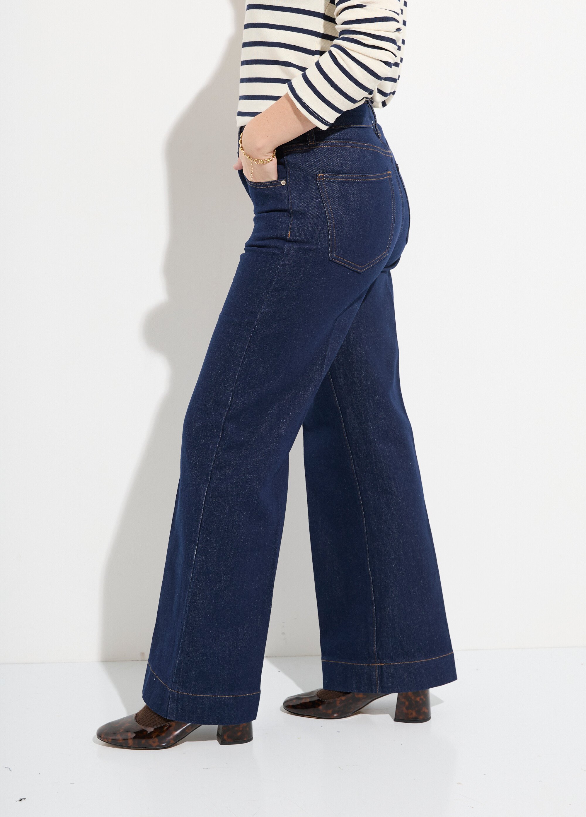 Jean avec pli permanent, spécial PETITE Femme Bleu OR-JD554 GA1
