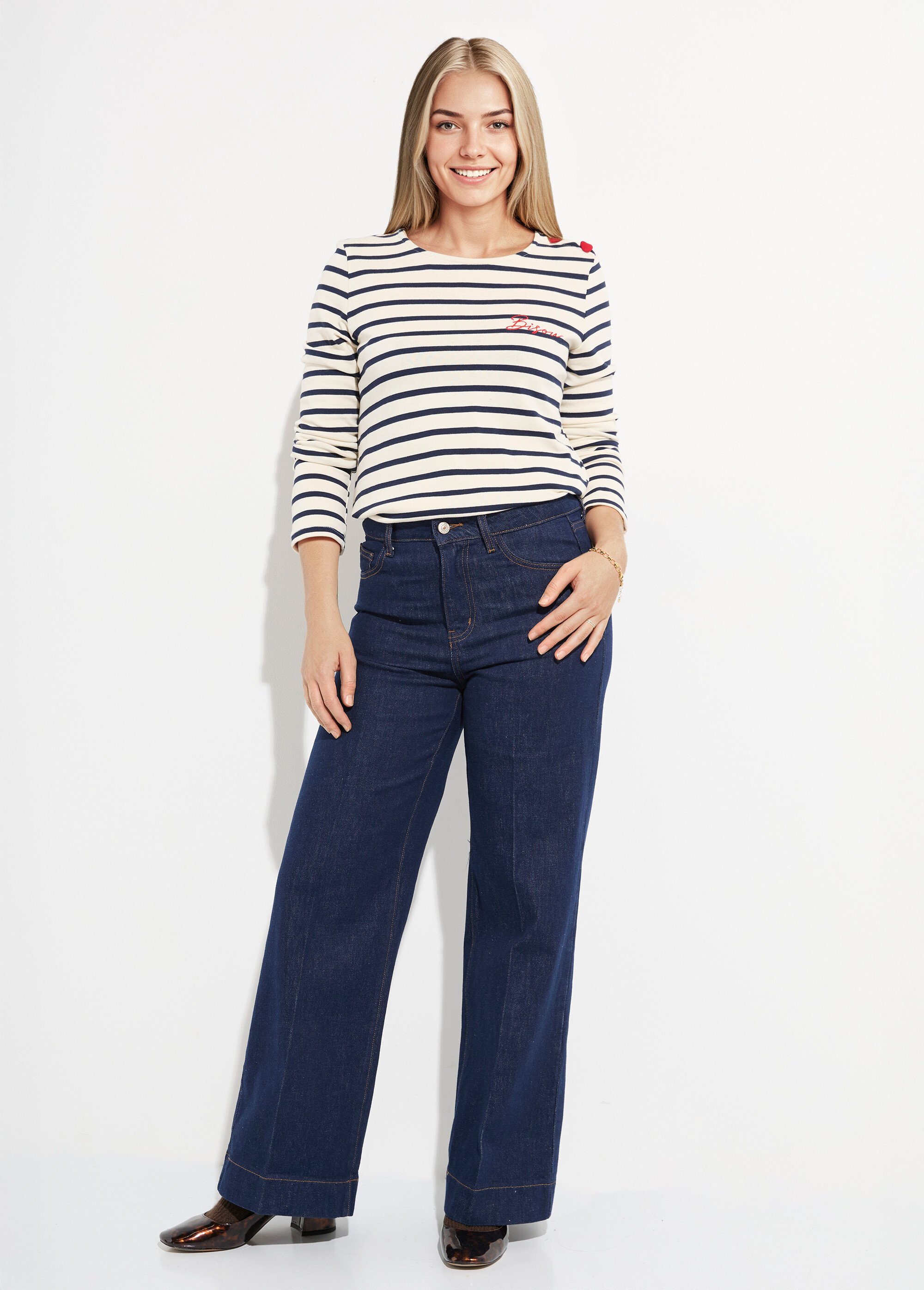 Jean avec pli permanent, spécial PETITE Femme Bleu OR-JD554 SF1