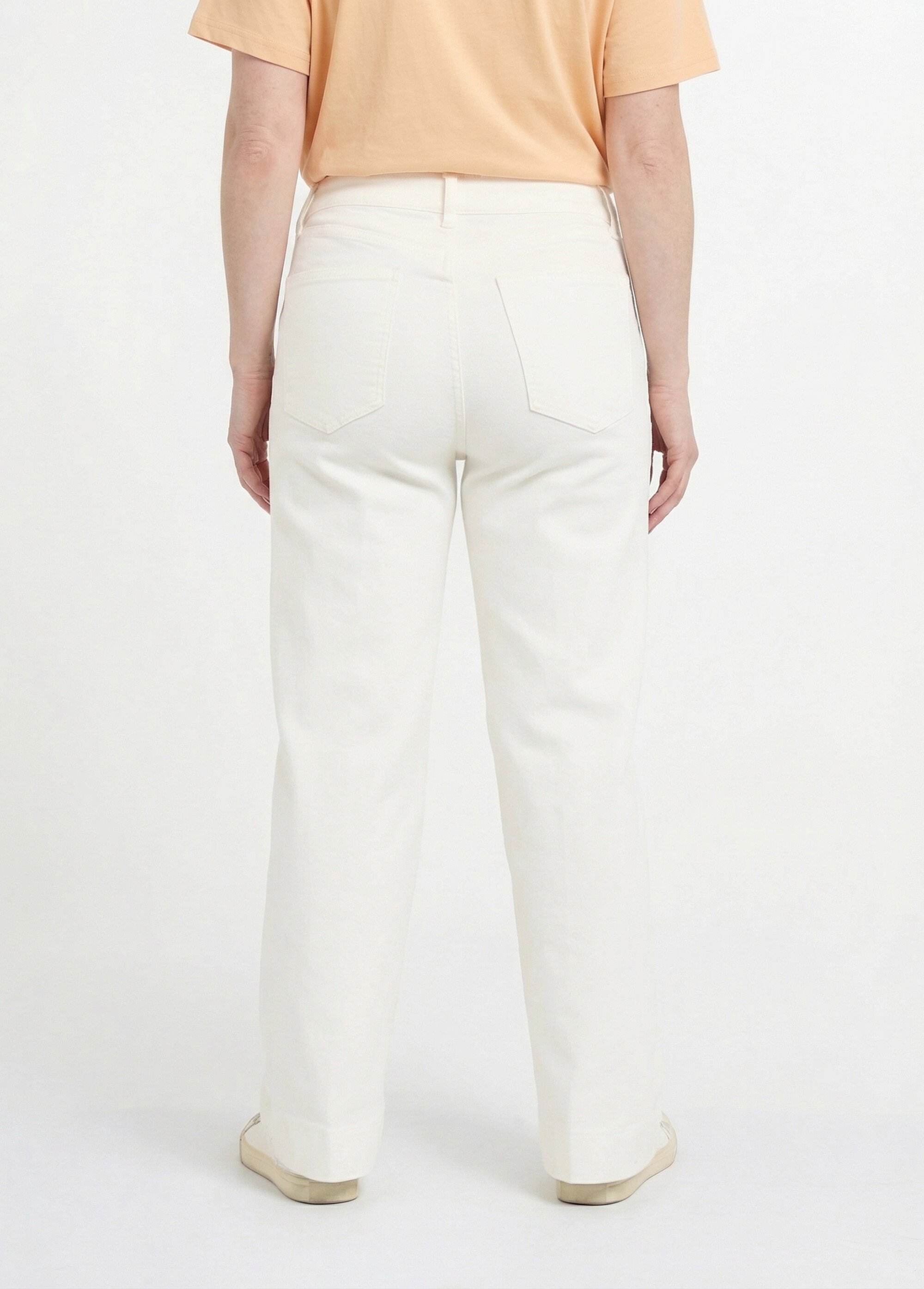 Jean avec pli permanent, spécial PETITE Femme Blanc OR-JD554 DO1