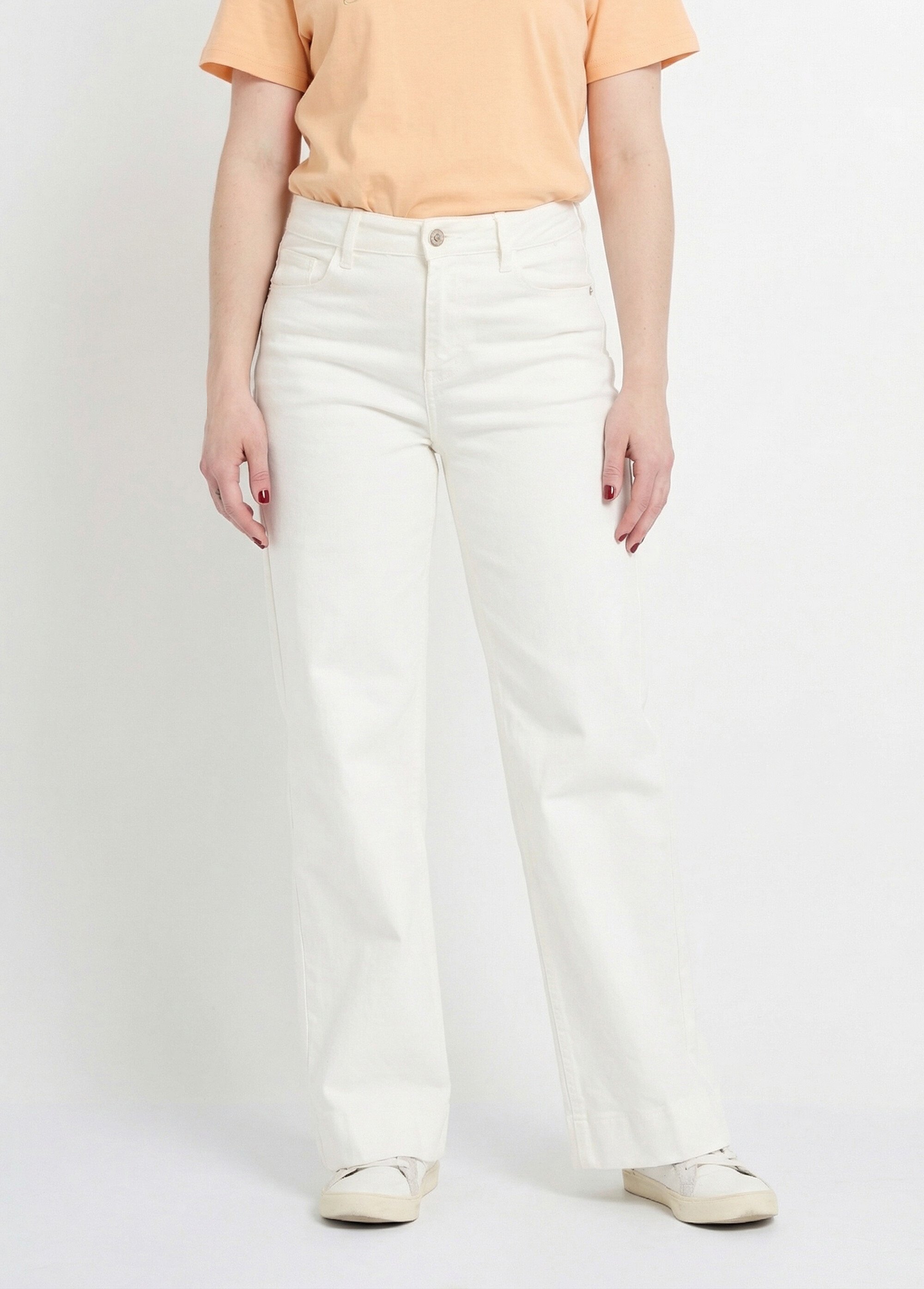 Jean avec pli permanent, spécial PETITE Femme Blanc OR-JD554 FA1