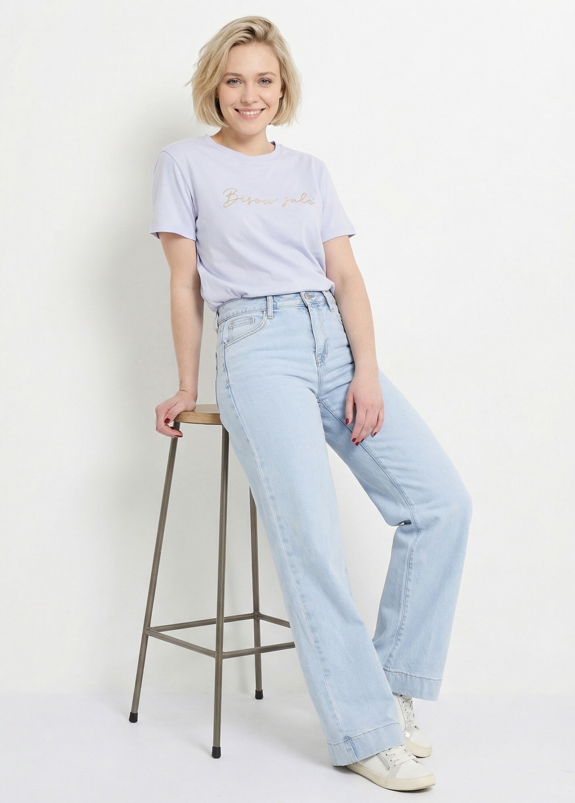 Jean avec pli permanent, spécial PETITE Femme Bleu OR-JD554 MV1