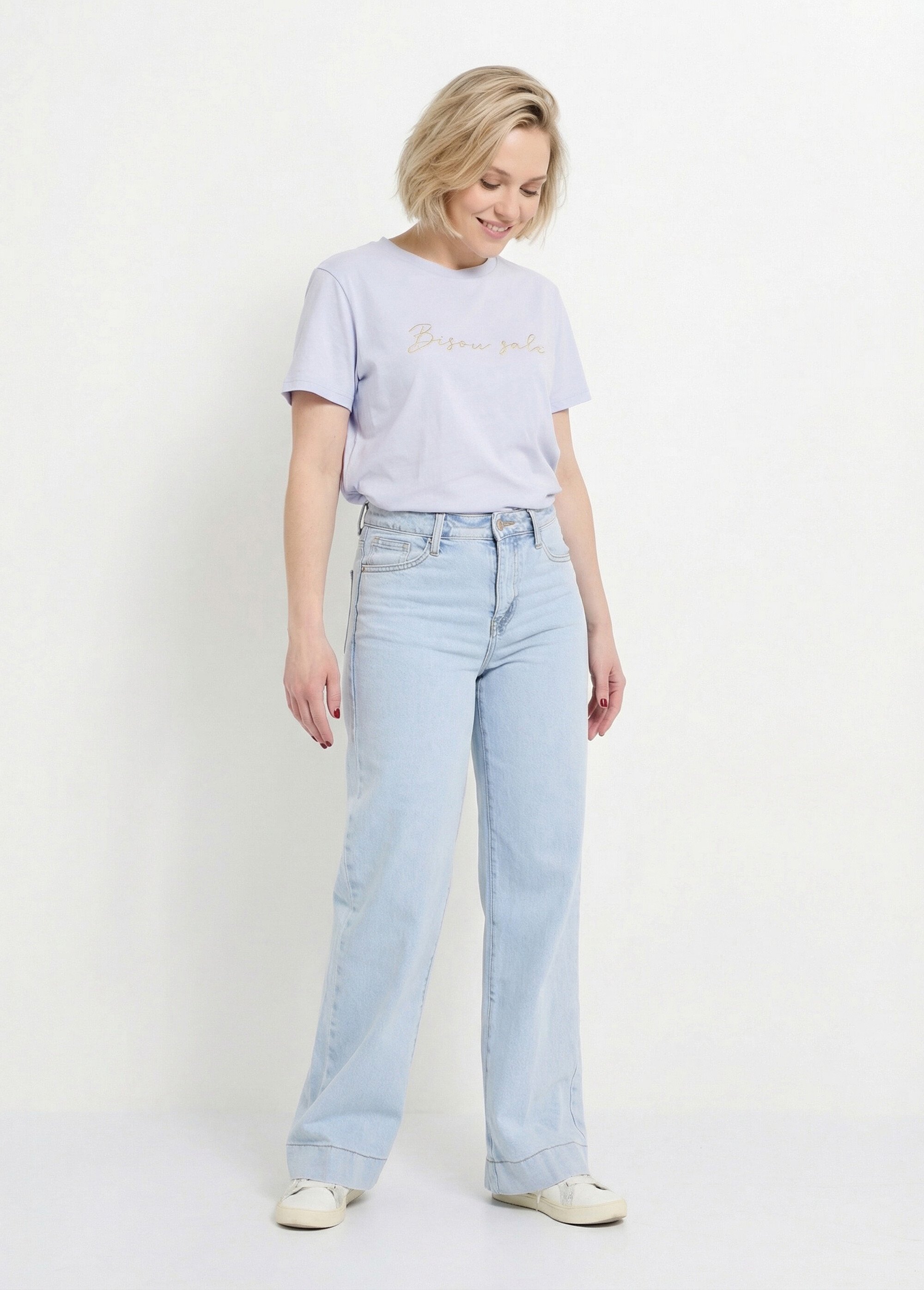 Jean avec pli permanent, spécial PETITE Femme Bleu OR-JD554 SF1