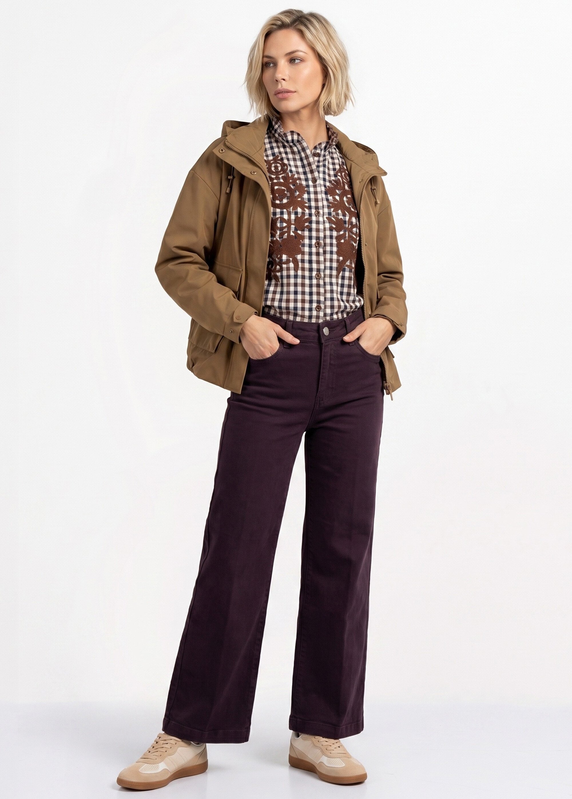Jean avec pli permanent, spécial PETITE Femme Rouge OR-JD554 MV1