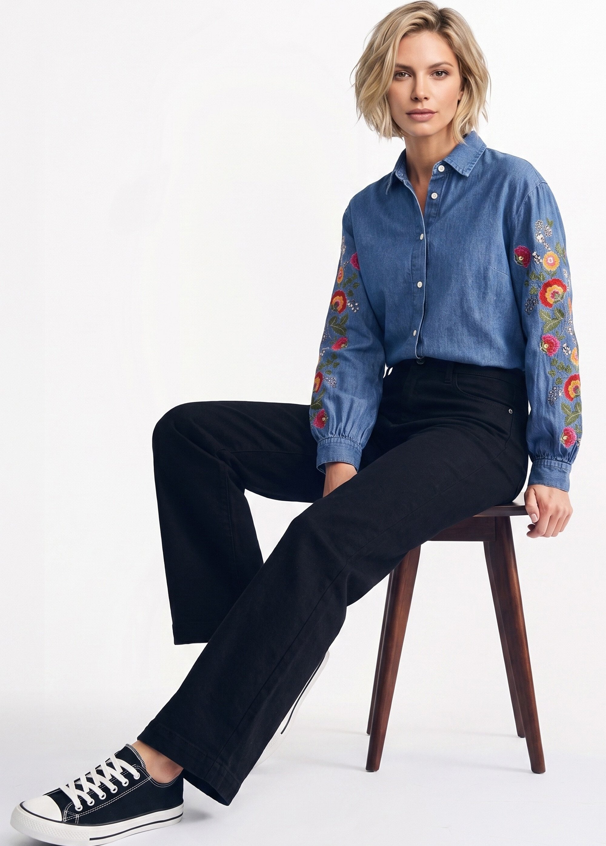 Jean avec pli permanent, spécial PETITE Femme Noir OR-JD554 MV1