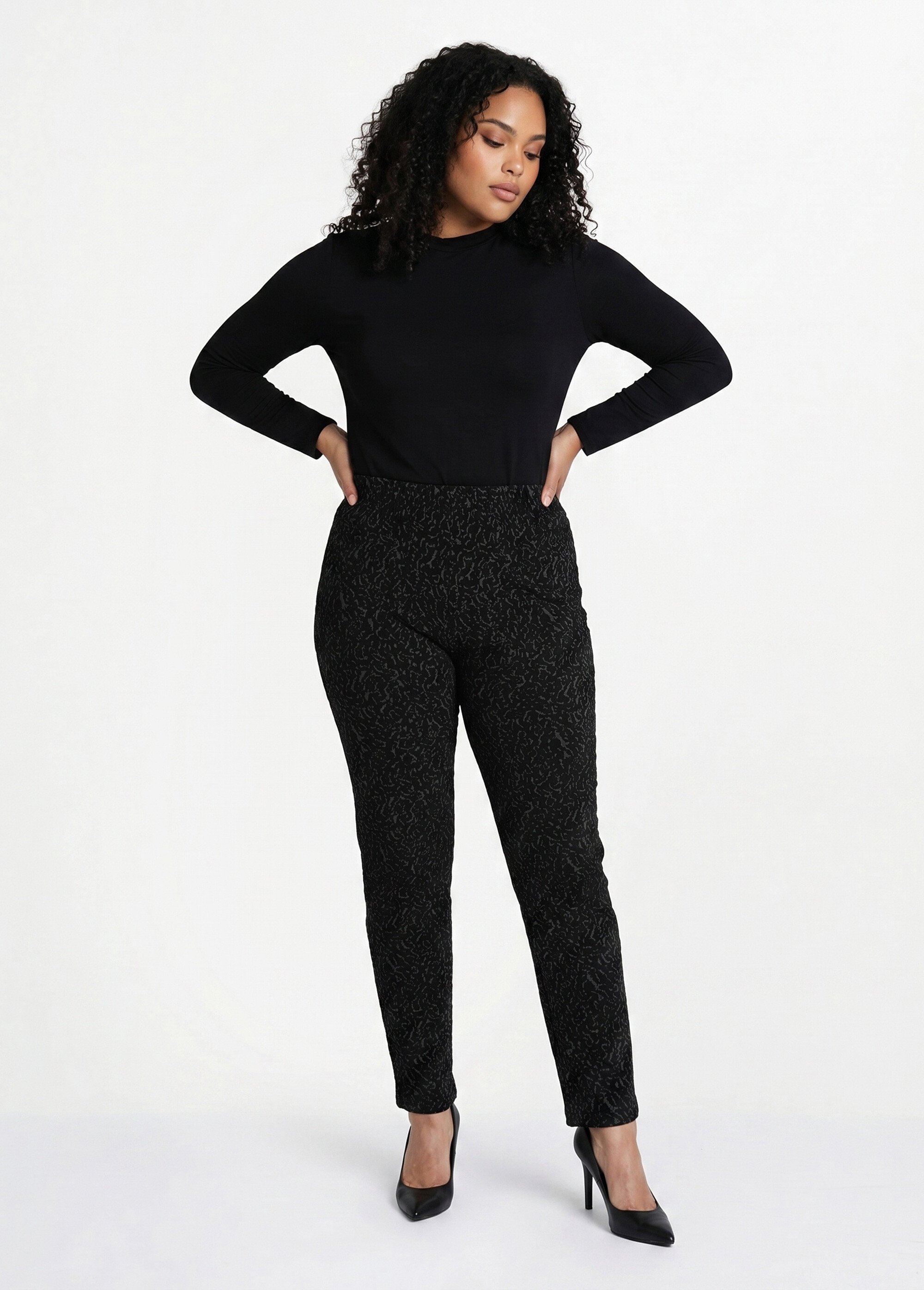 Legging taille élastiquée extensible uni ou bicolore Femme Grande Taille Gris NADAL MV1