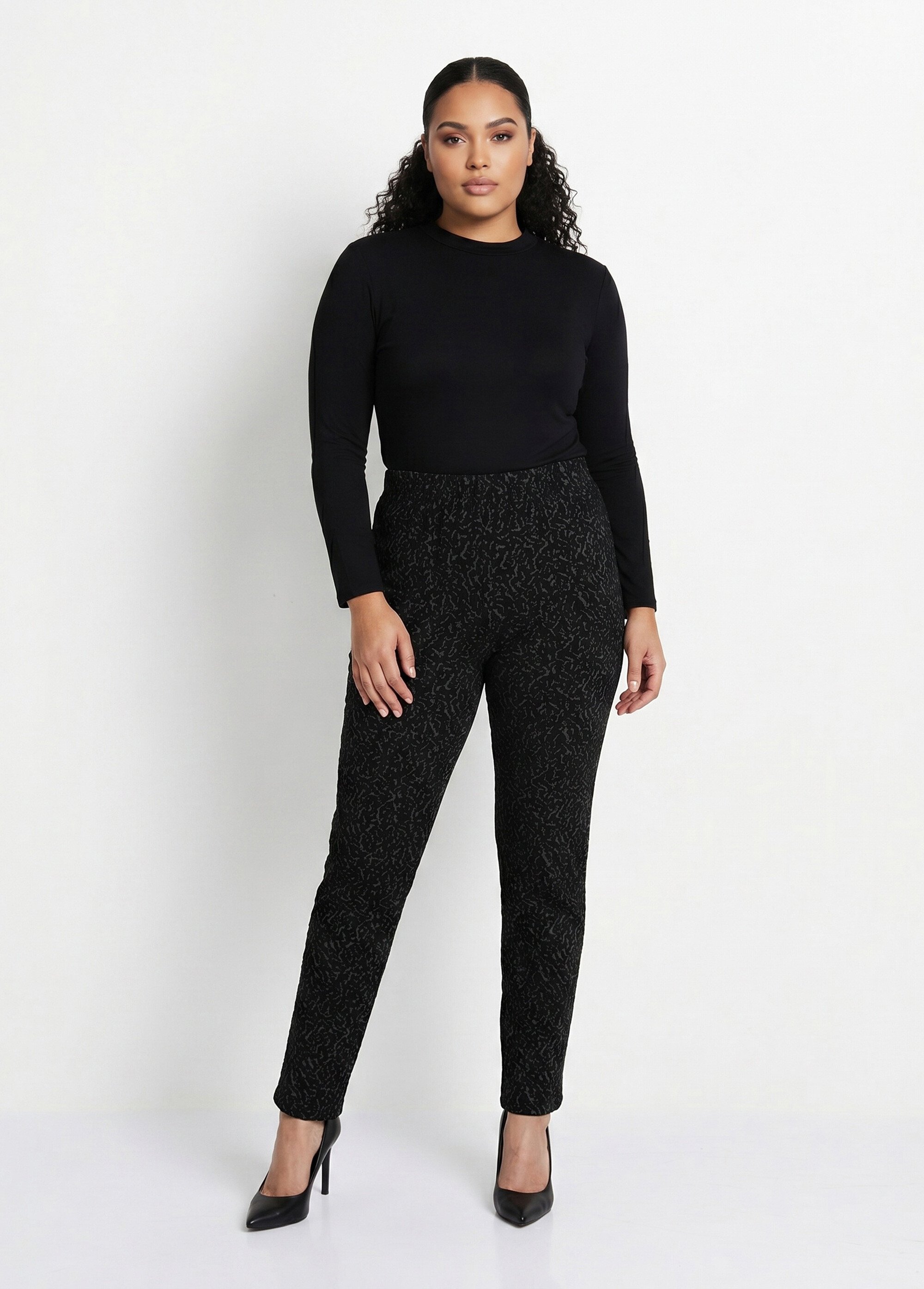 Legging taille élastiquée extensible uni ou bicolore Femme Grande Taille Gris NADAL SI1