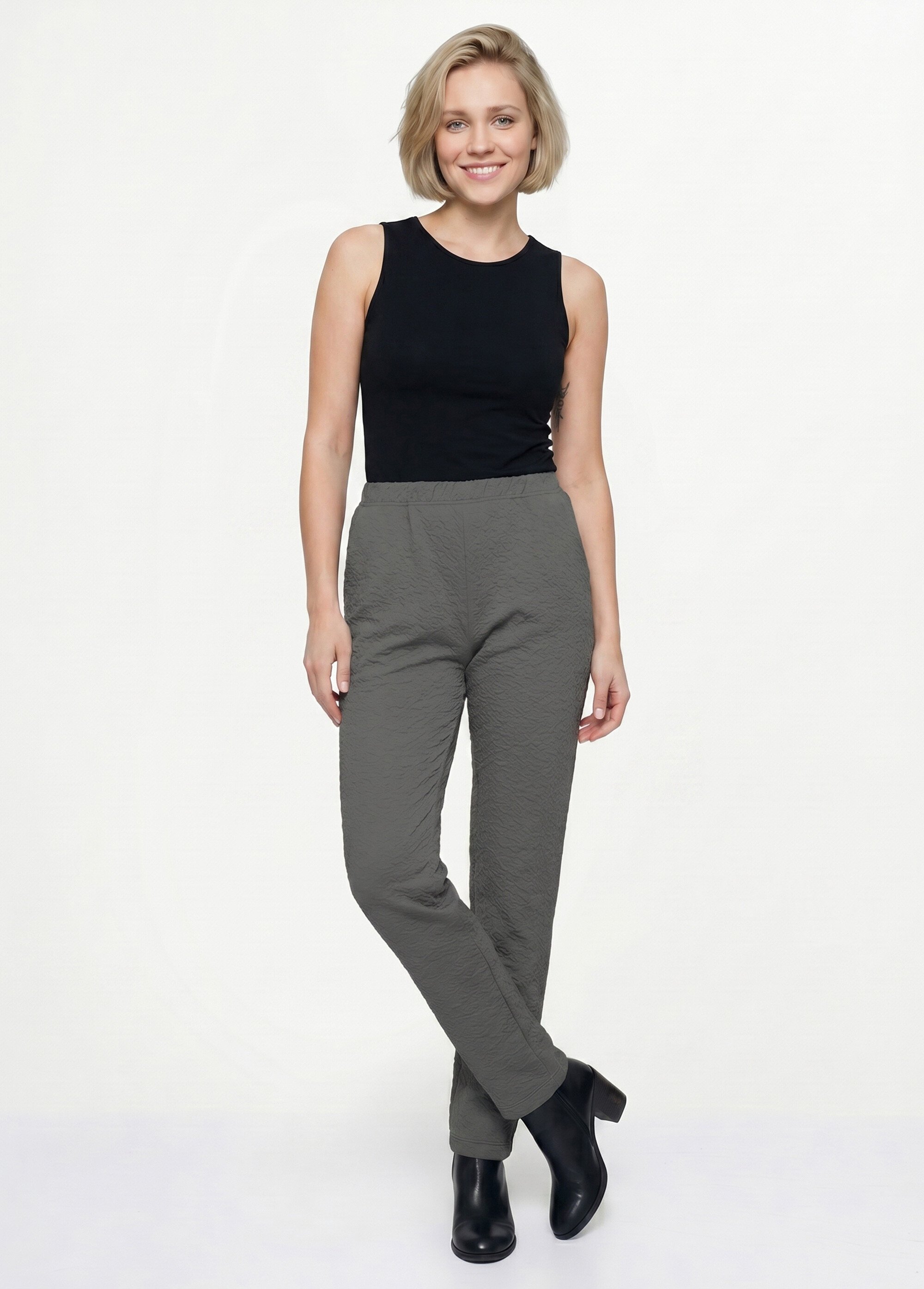 Legging taille élastiquée extensible uni ou bicolore Femme Gris NADAL SI1