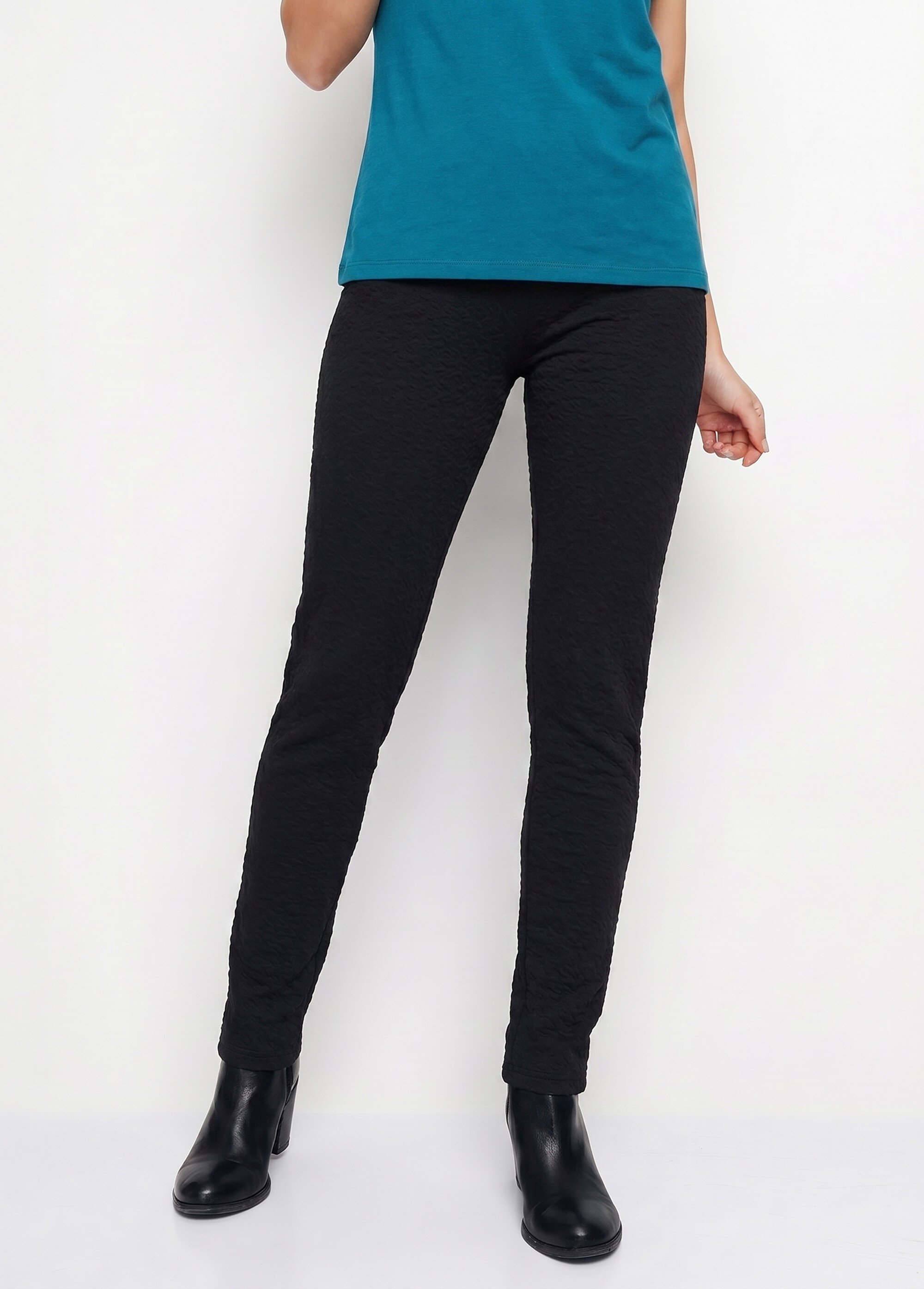 Legging taille élastiquée extensible uni ou bicolore Femme Noir NADAL FA1