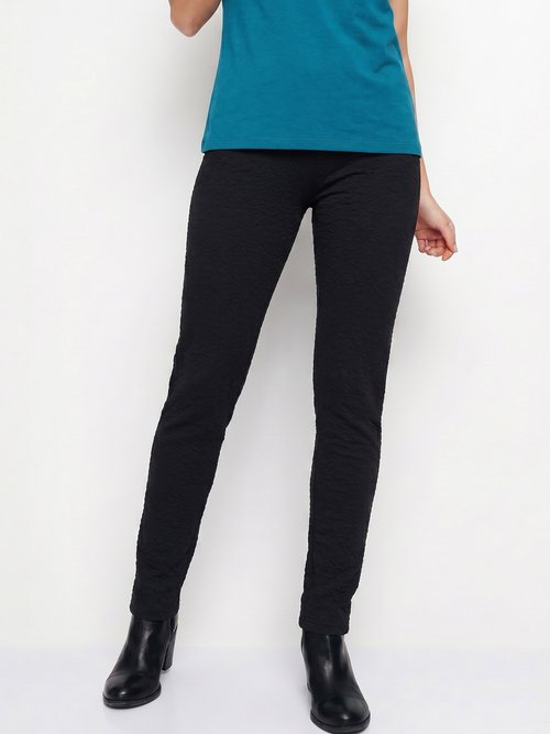Legging taille élastiquée extensible uni ou bicolore Femme Noir NADAL FA1