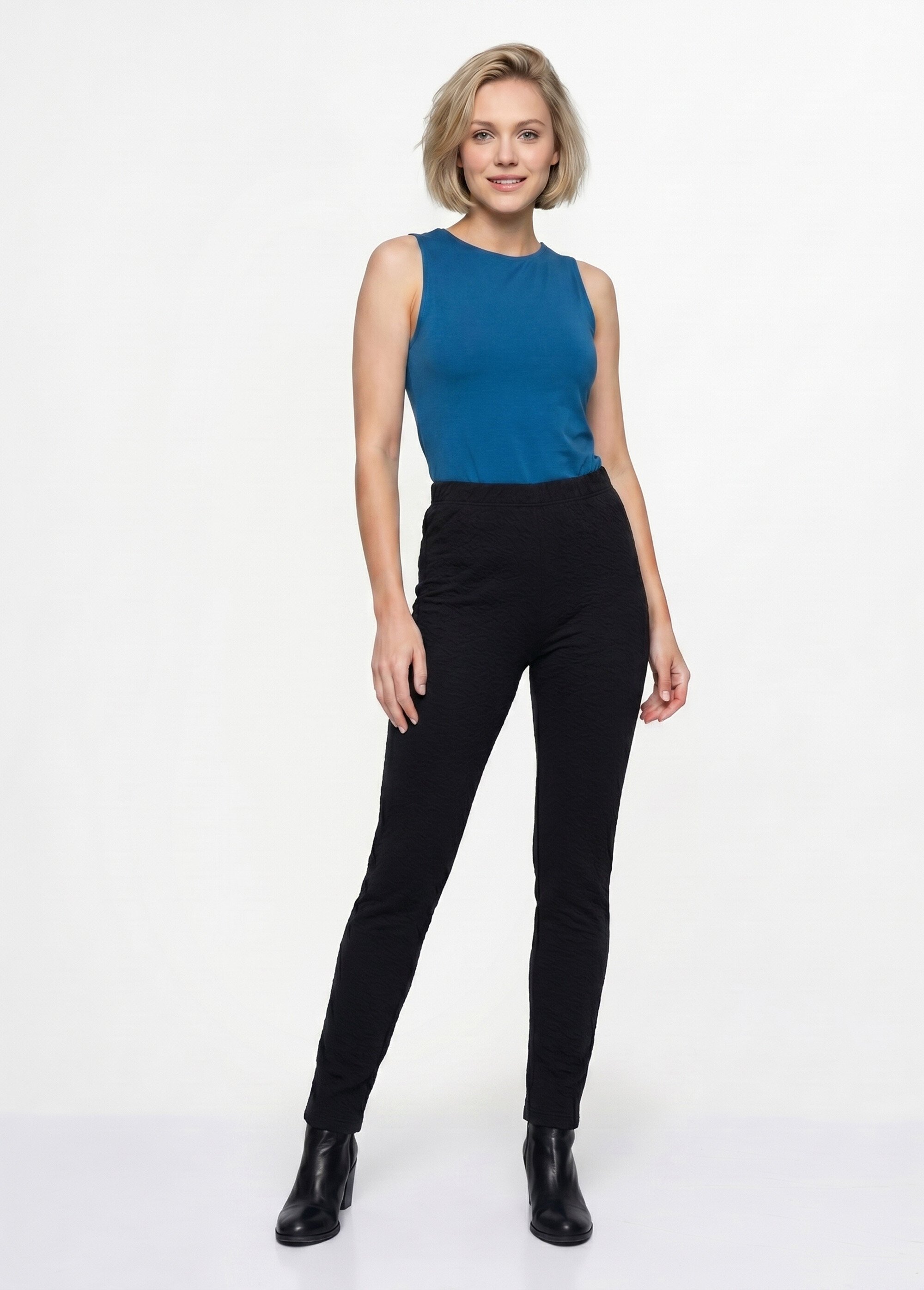 Legging taille élastiquée extensible uni ou bicolore Femme Noir NADAL SI1