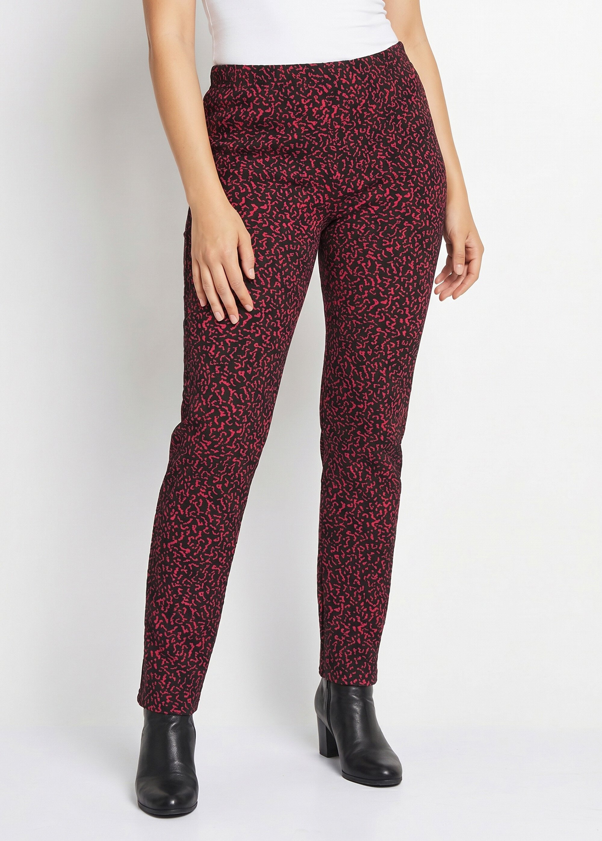 Legging taille élastiquée extensible uni ou bicolore Femme Rouge NADAL FA1