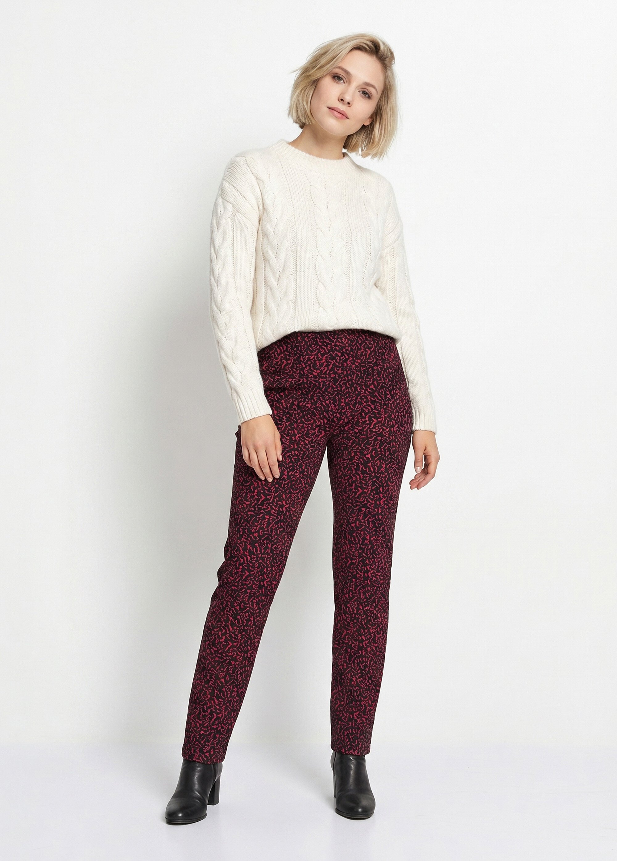 Legging taille élastiquée extensible uni ou bicolore Femme Rouge NADAL MV1