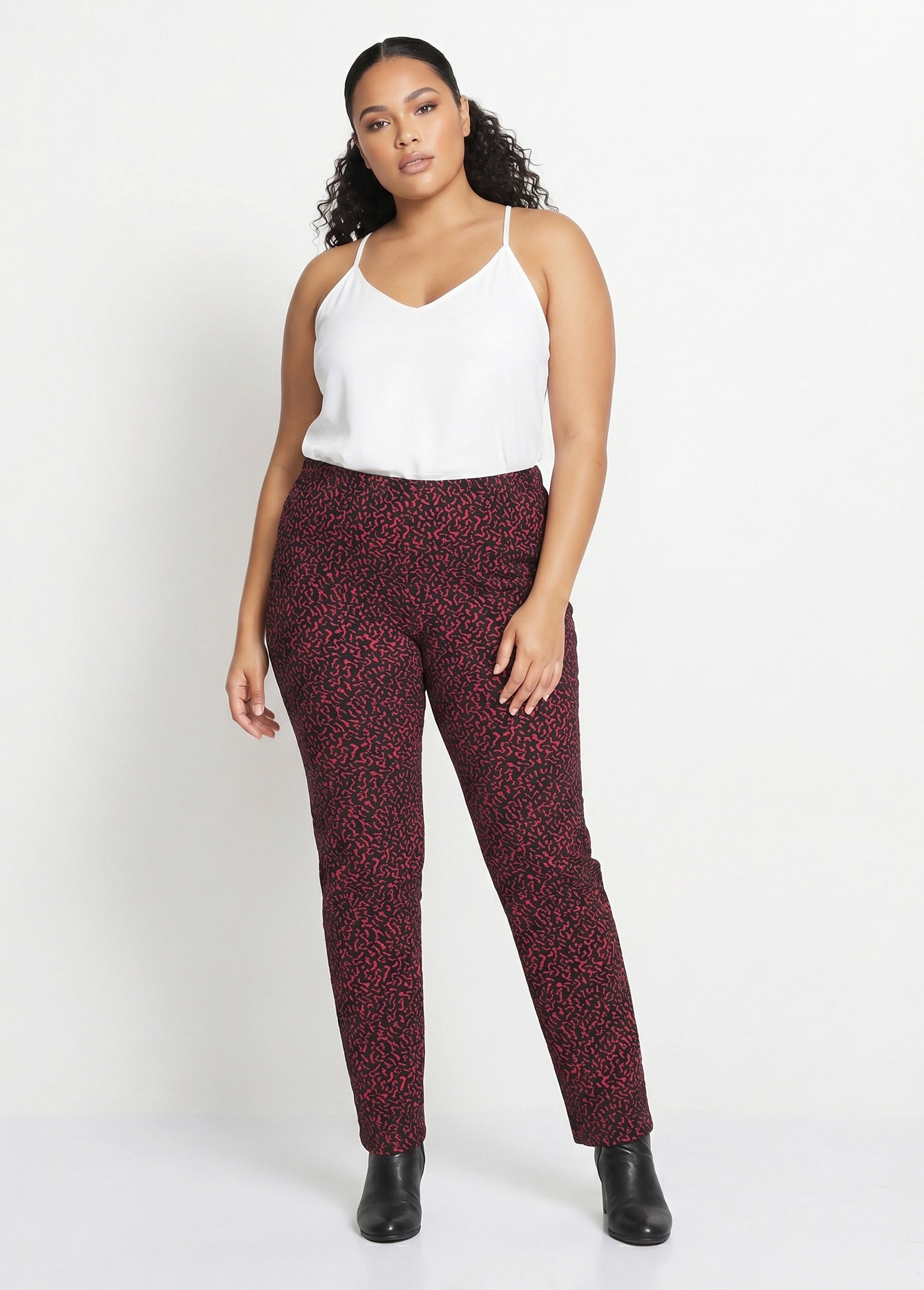 Legging taille élastiquée extensible uni ou bicolore Femme Grande Taille Rouge NADAL SI1