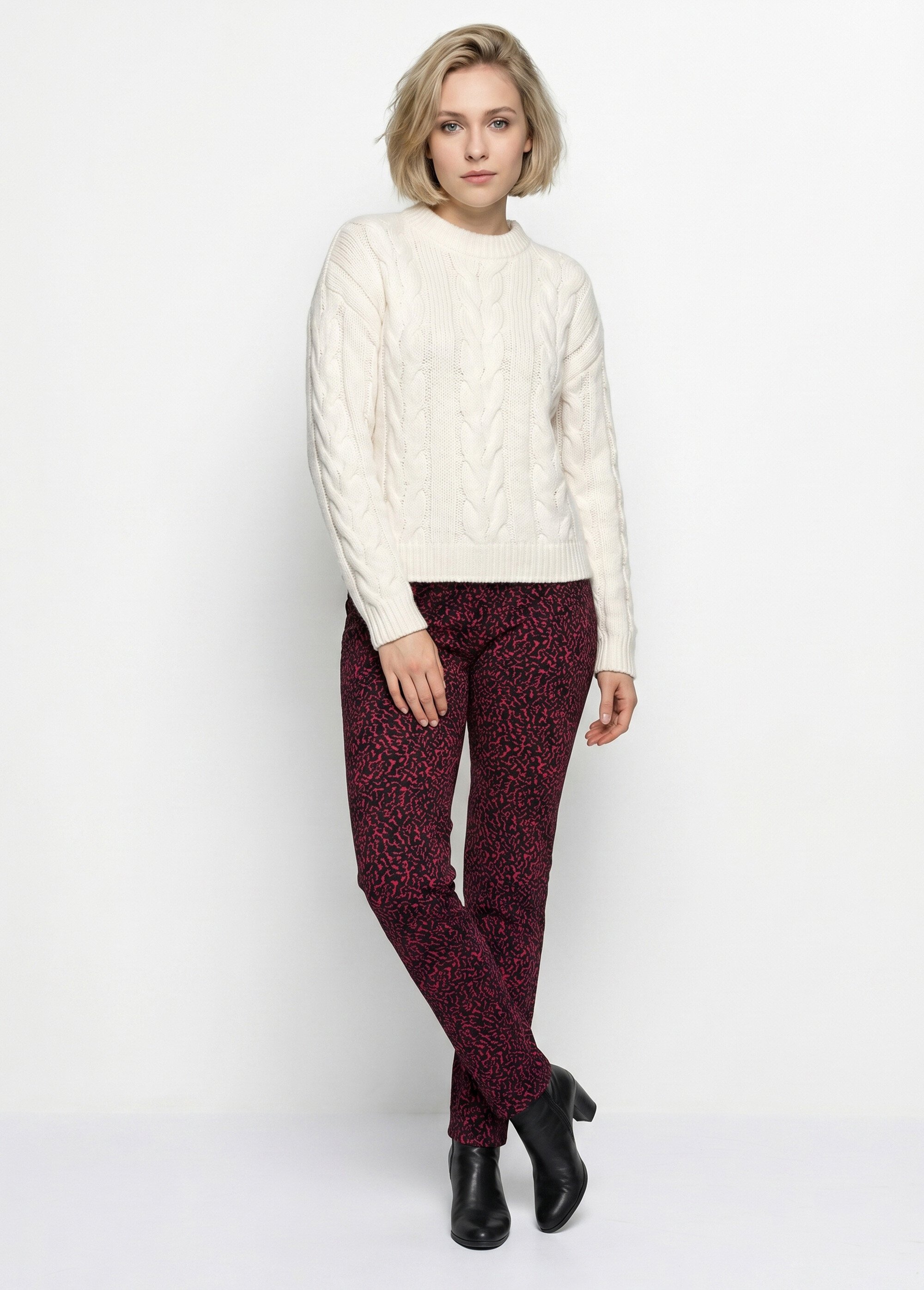 Legging taille élastiquée extensible uni ou bicolore Femme Rouge NADAL SI1