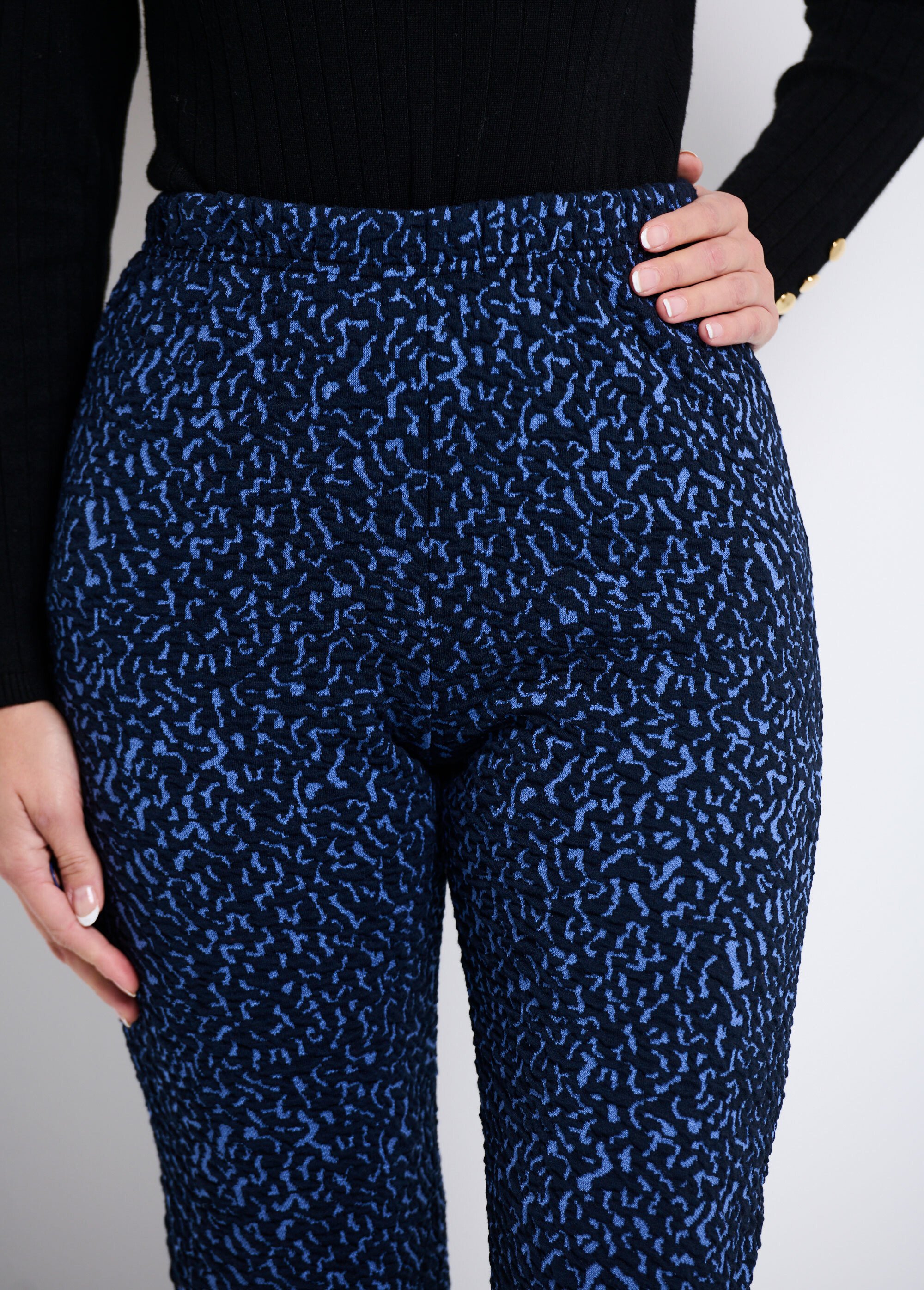 Legging taille élastiquée extensible uni ou bicolore Femme BLEU ET INDIGO NADAL DE1