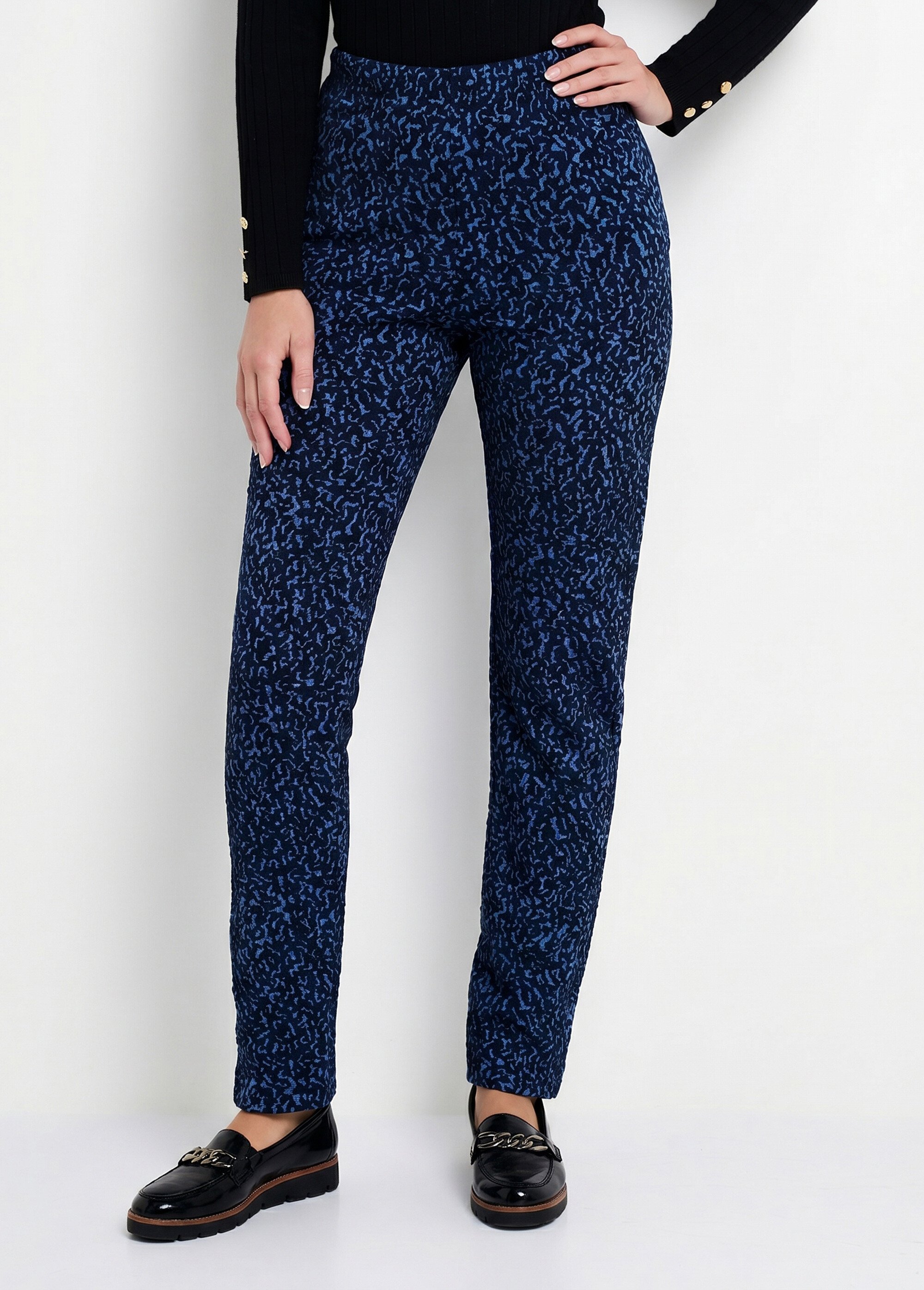 Legging taille élastiquée extensible uni ou bicolore Femme BLEU ET INDIGO NADAL FA1