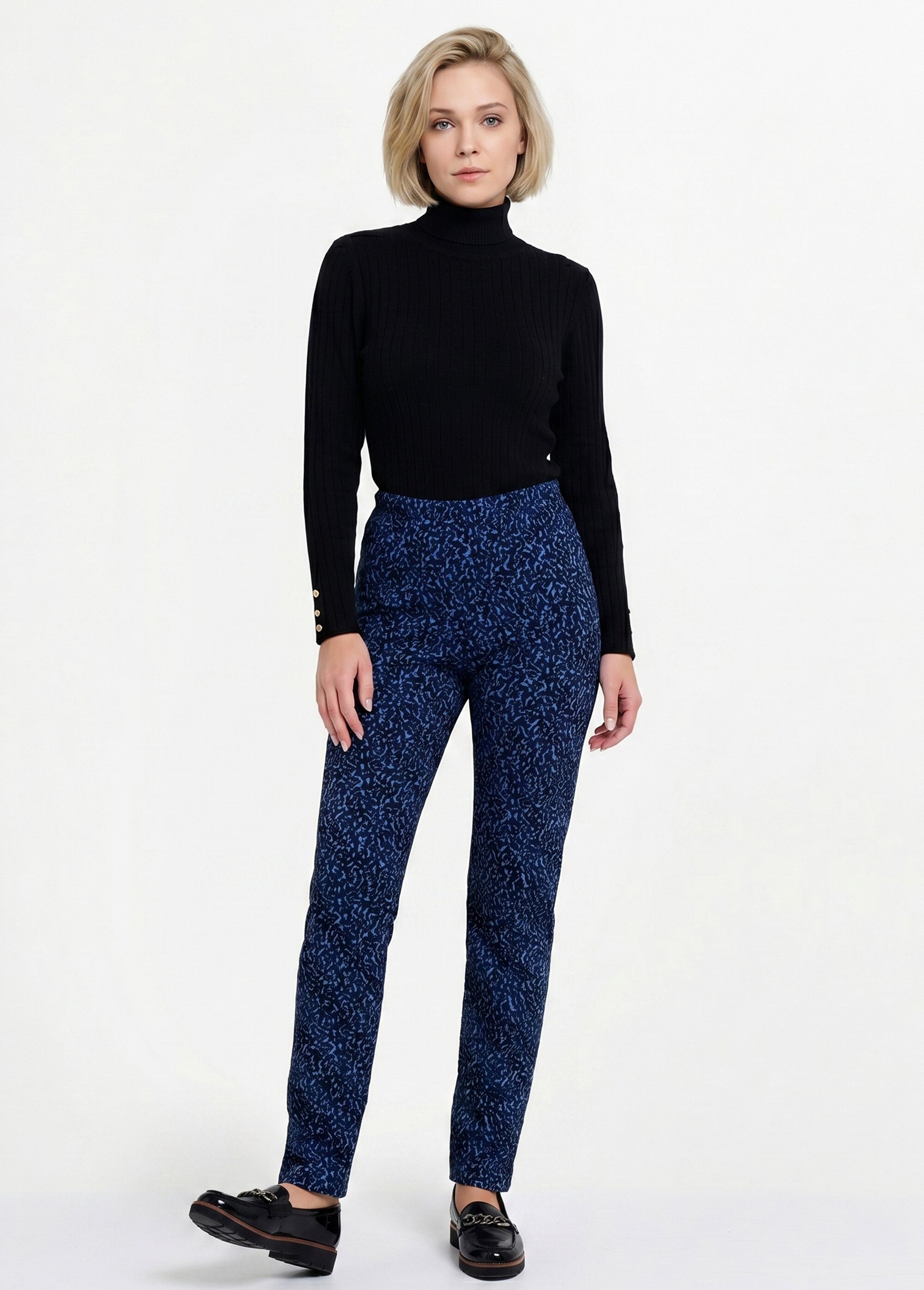 Legging taille élastiquée extensible uni ou bicolore Femme BLEU ET INDIGO NADAL MV1