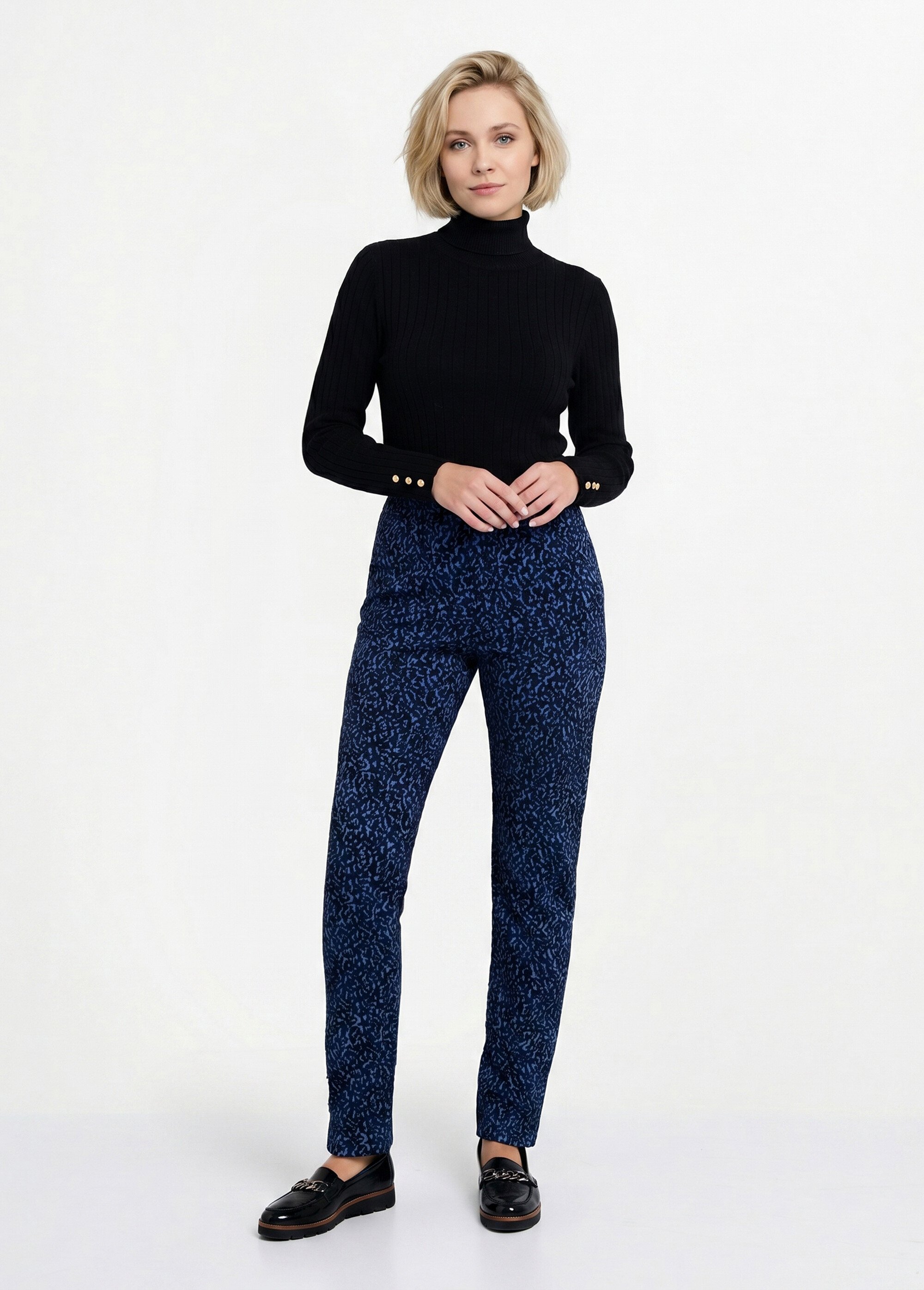 Legging taille élastiquée extensible uni ou bicolore Femme BLEU ET INDIGO NADAL SI1