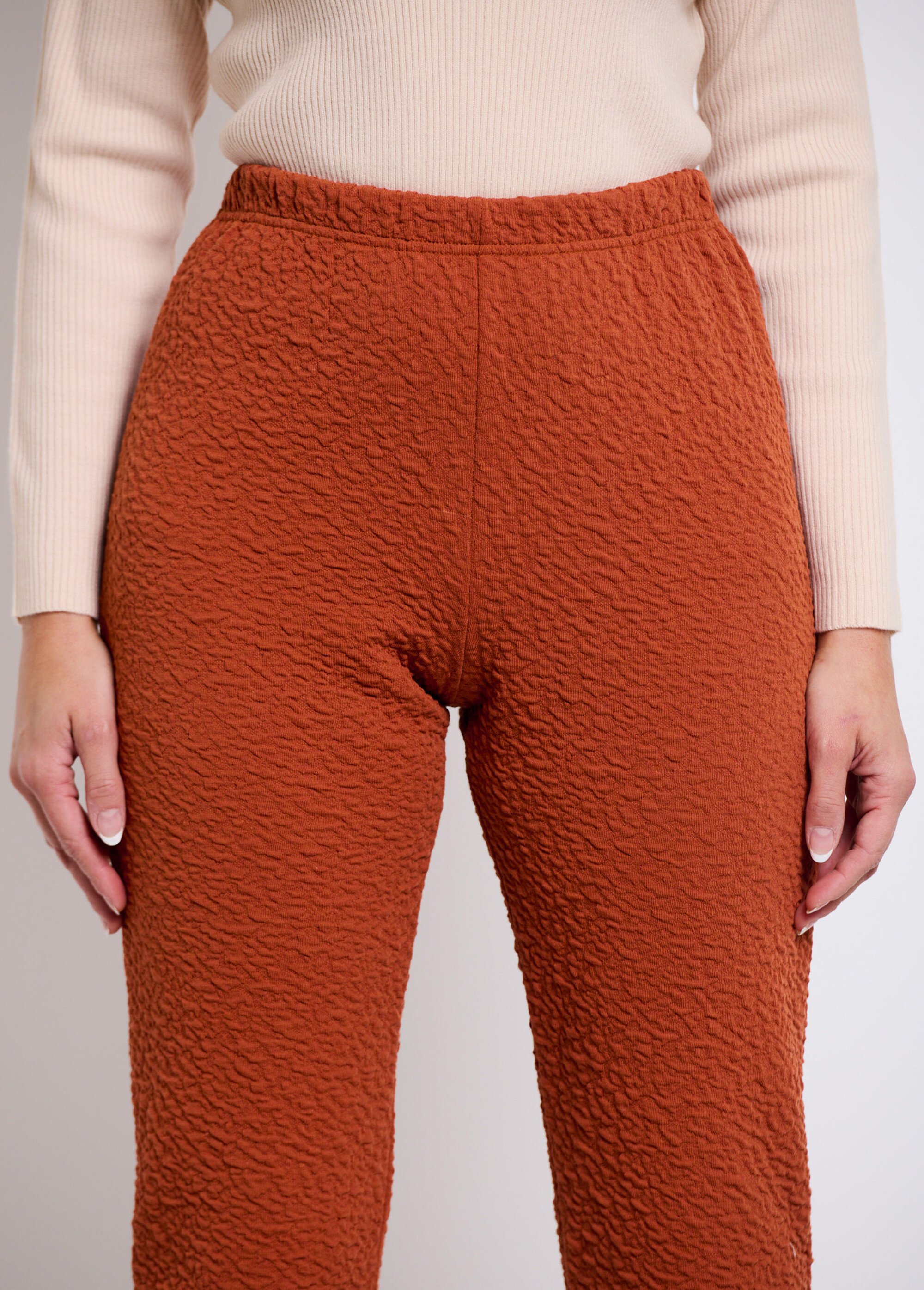 Legging taille élastiquée extensible uni ou bicolore Femme UNI BRIQUE NADAL DE1