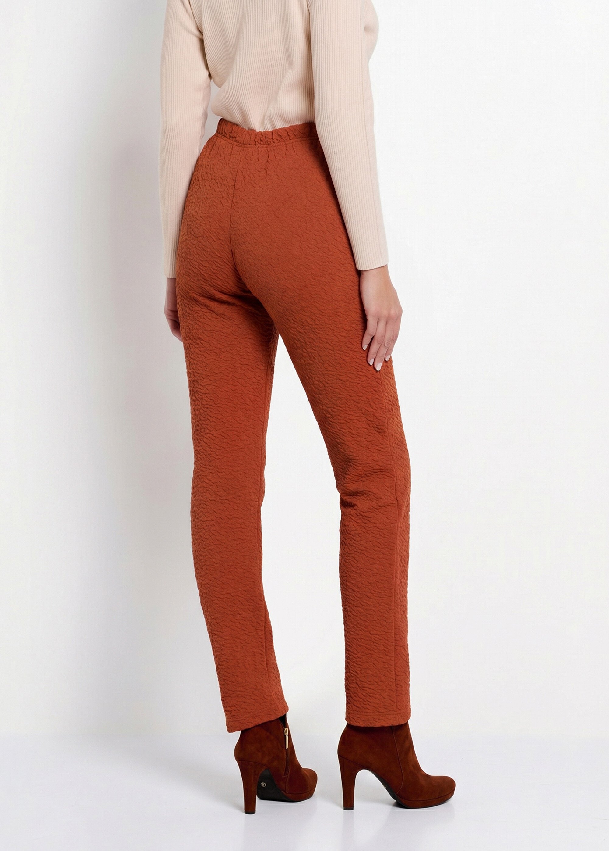 Legging taille élastiquée extensible uni ou bicolore Femme UNI BRIQUE NADAL DO1