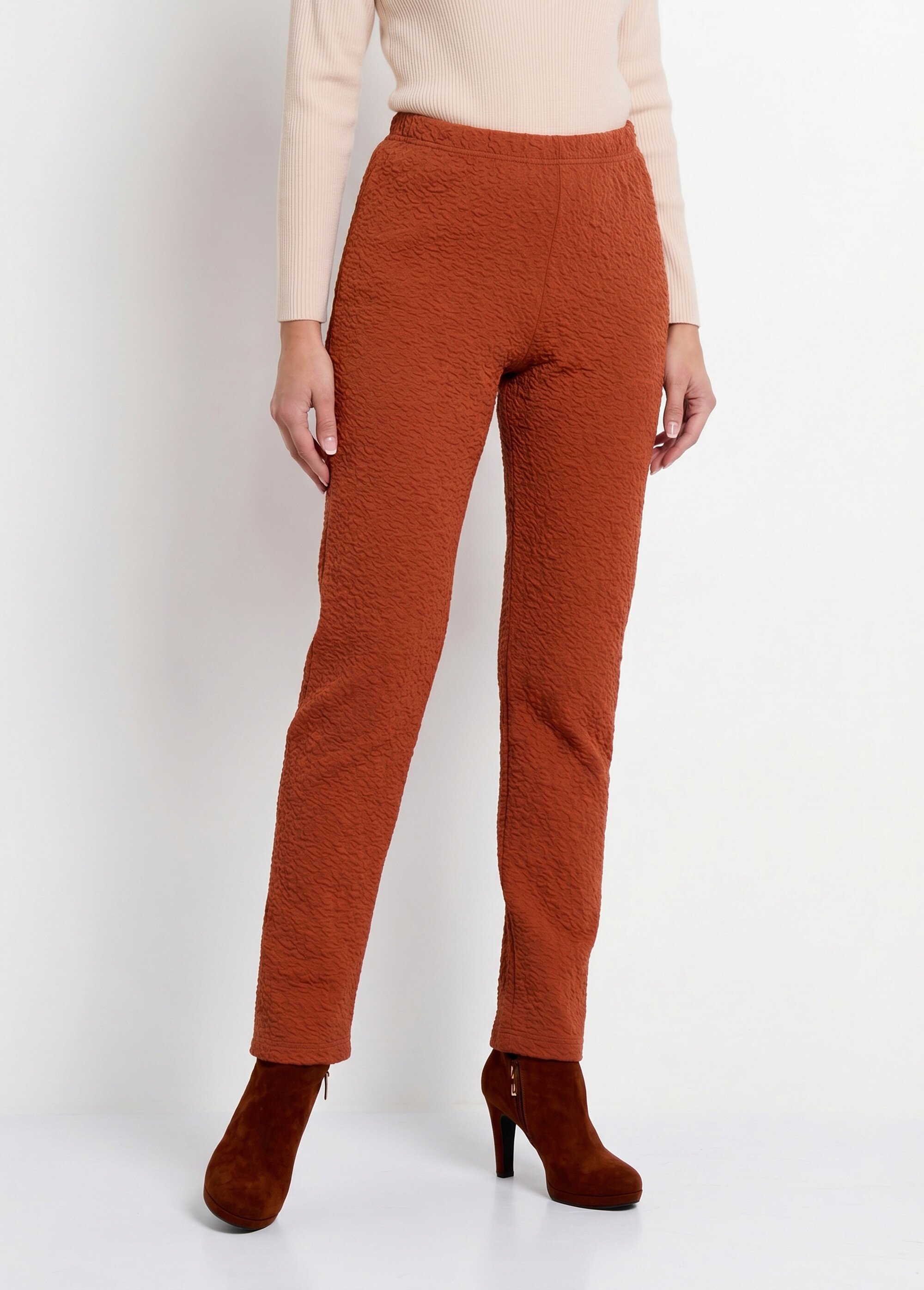 Legging taille élastiquée extensible uni ou bicolore Femme UNI BRIQUE NADAL FA1