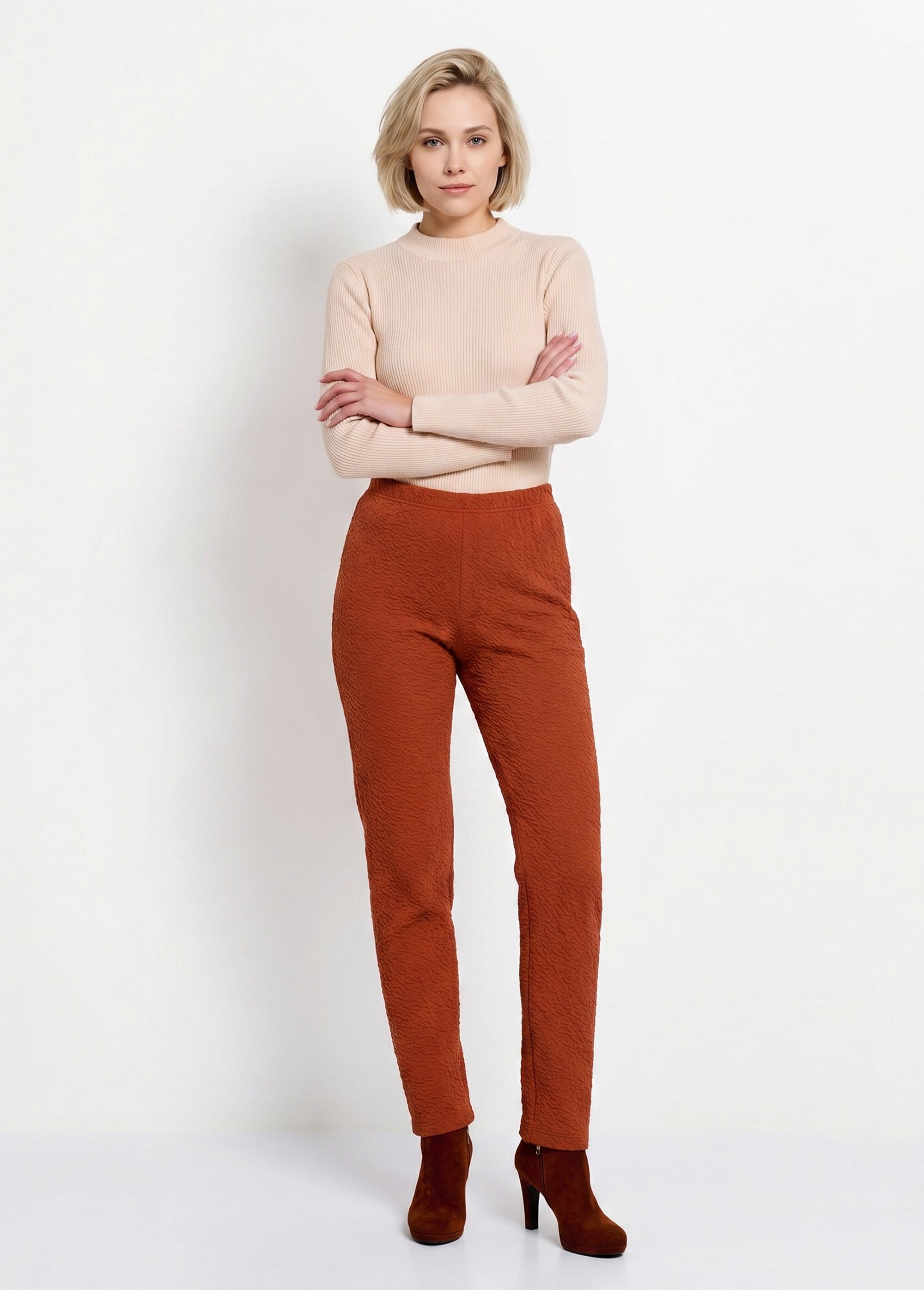 Legging taille élastiquée extensible uni ou bicolore Femme UNI BRIQUE NADAL SI1