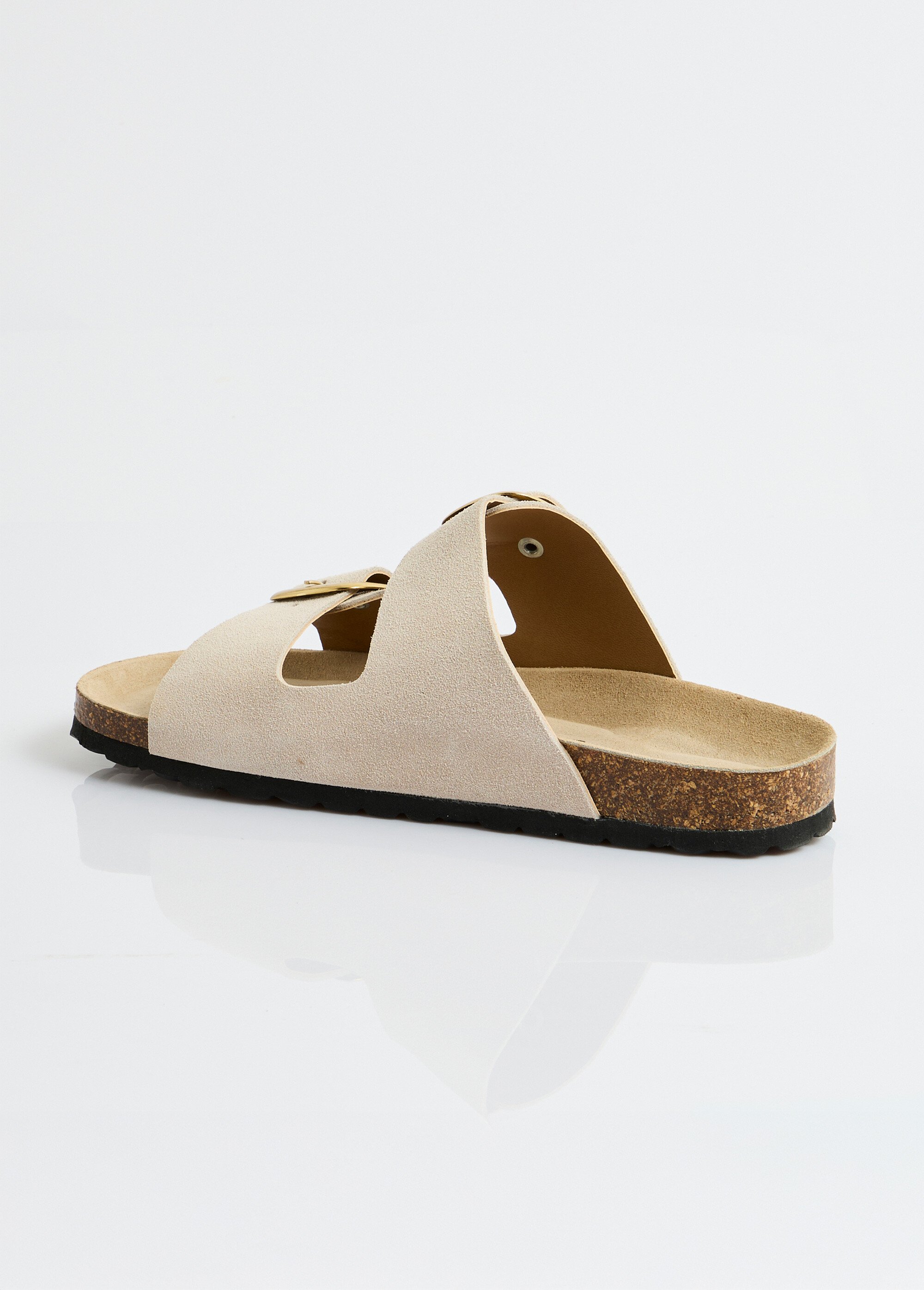 Mules ergonomiques compensées cuir à boucles