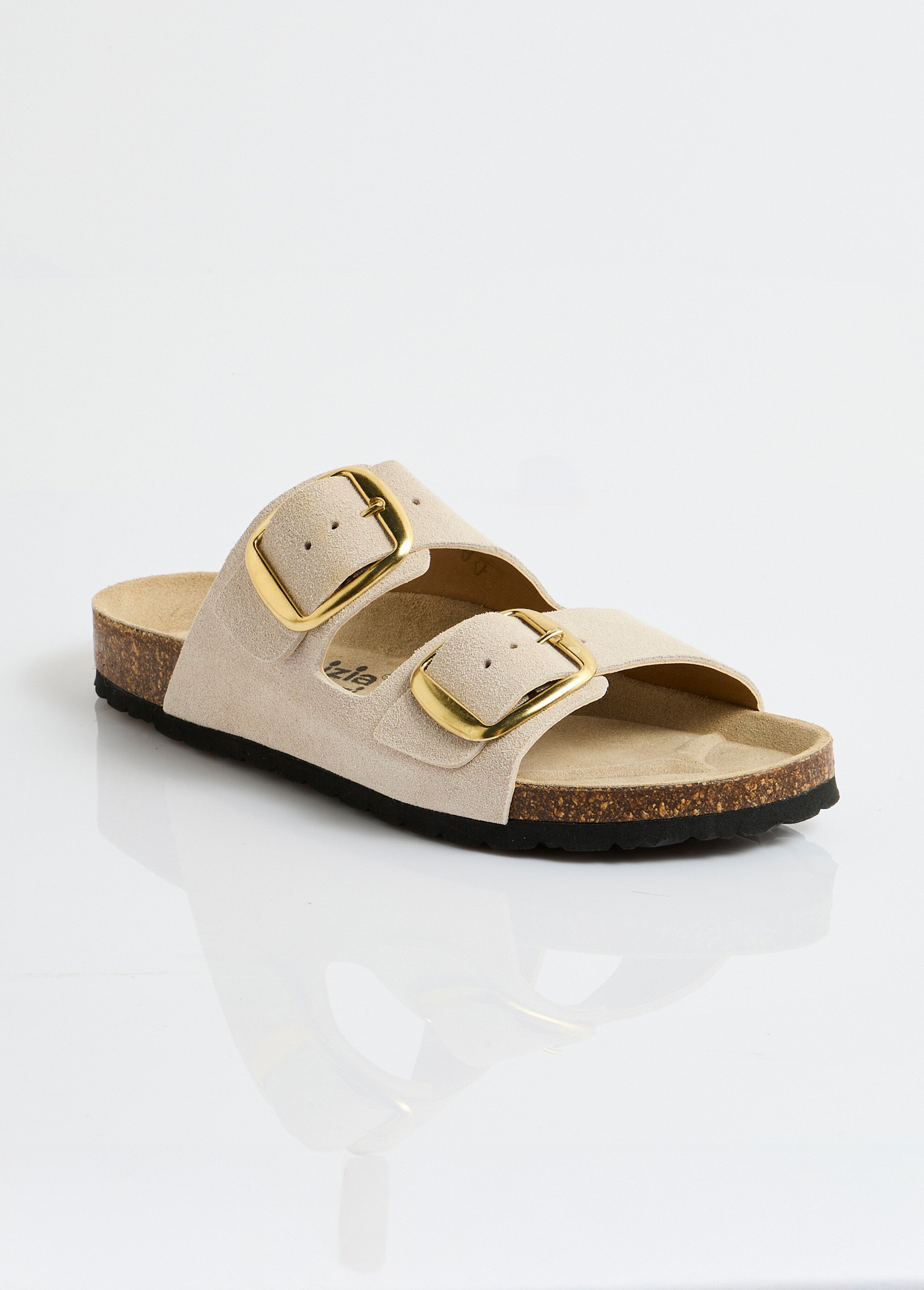 Mules ergonomiques compensées cuir à boucles