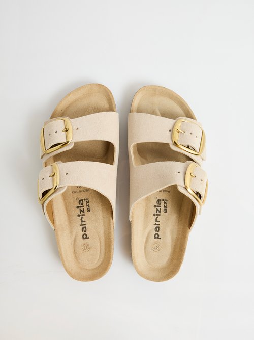 Mules ergonomiques compensées cuir à boucles Femme Beige OHIO OV1