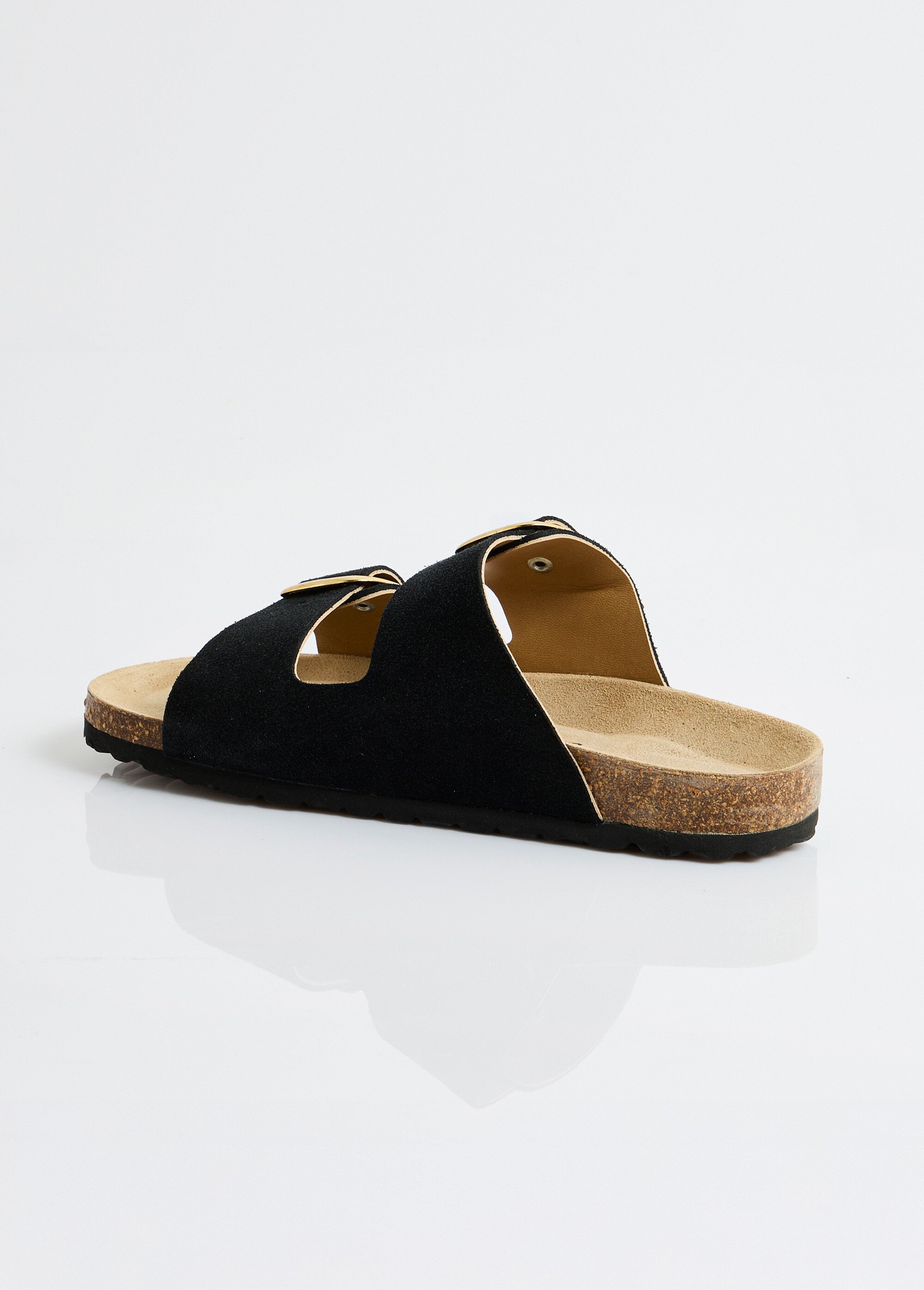 Mules ergonomiques compensées cuir à boucles