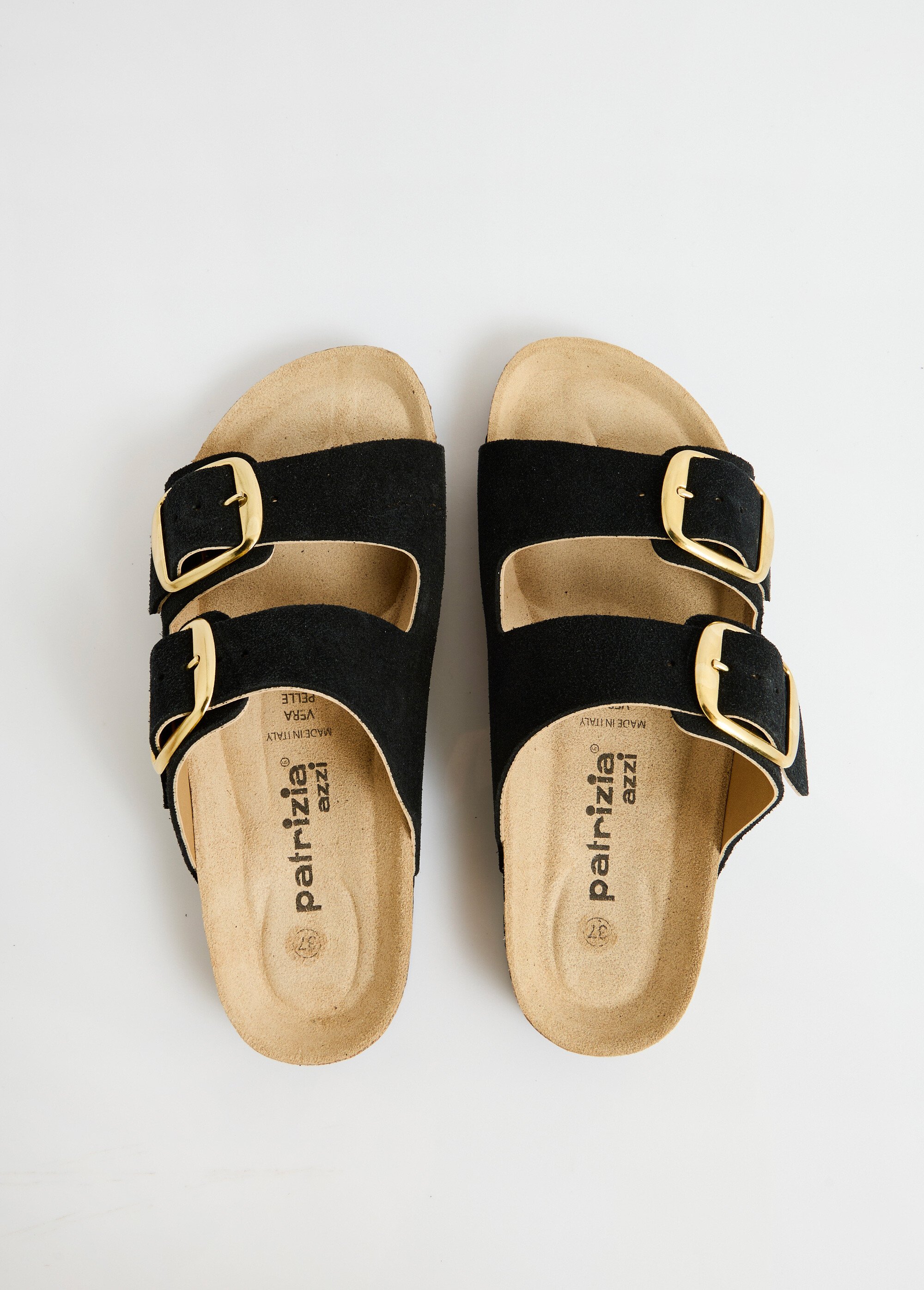 Mules ergonomiques compensées cuir à boucles Femme Noir OHIO OV1