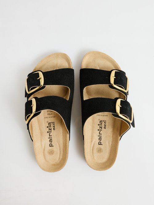 Mules ergonomiques compensées cuir à boucles Femme Noir OHIO OV1