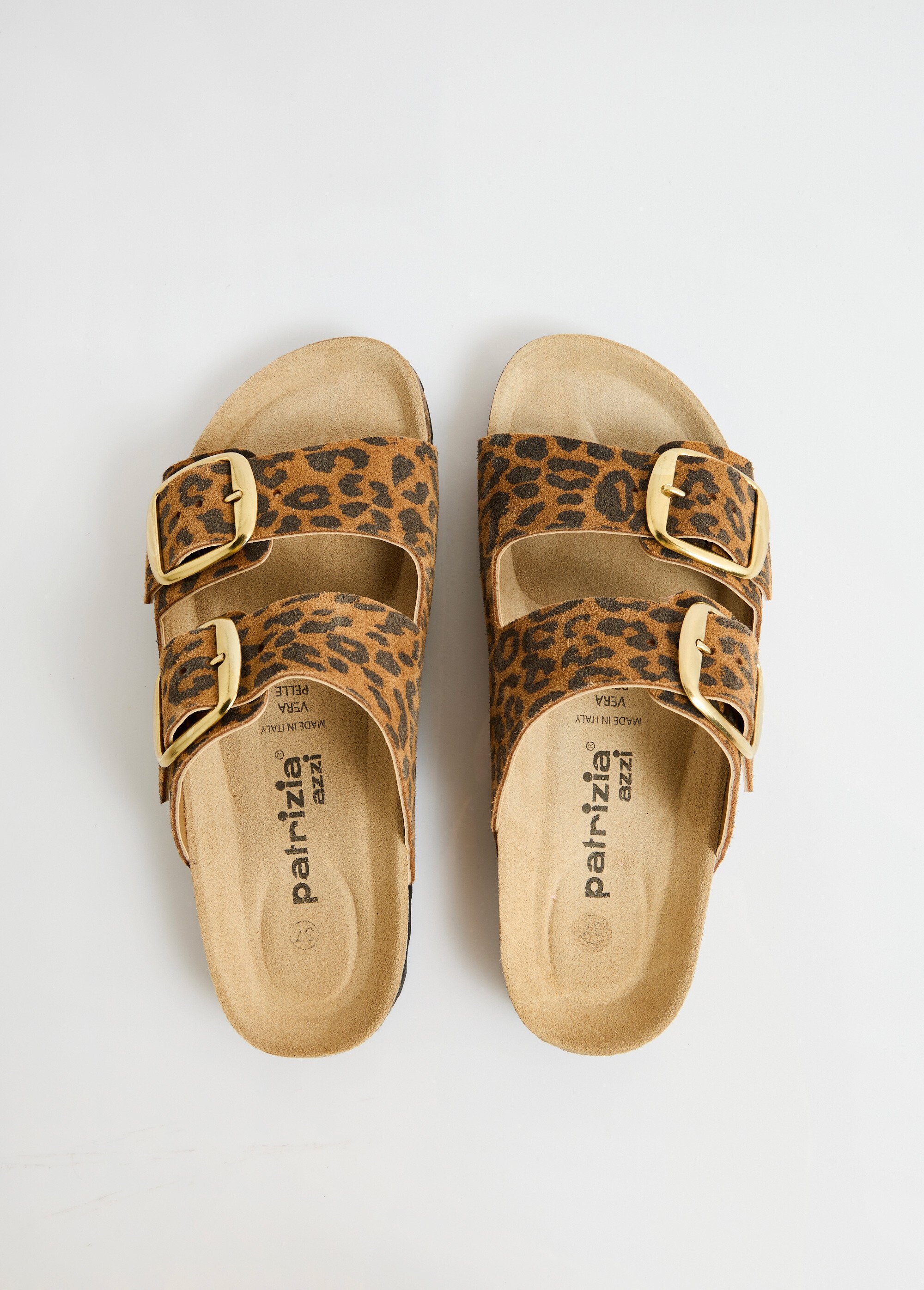 Mules ergonomiques compensées cuir à boucles Femme Beige OHIO OV1