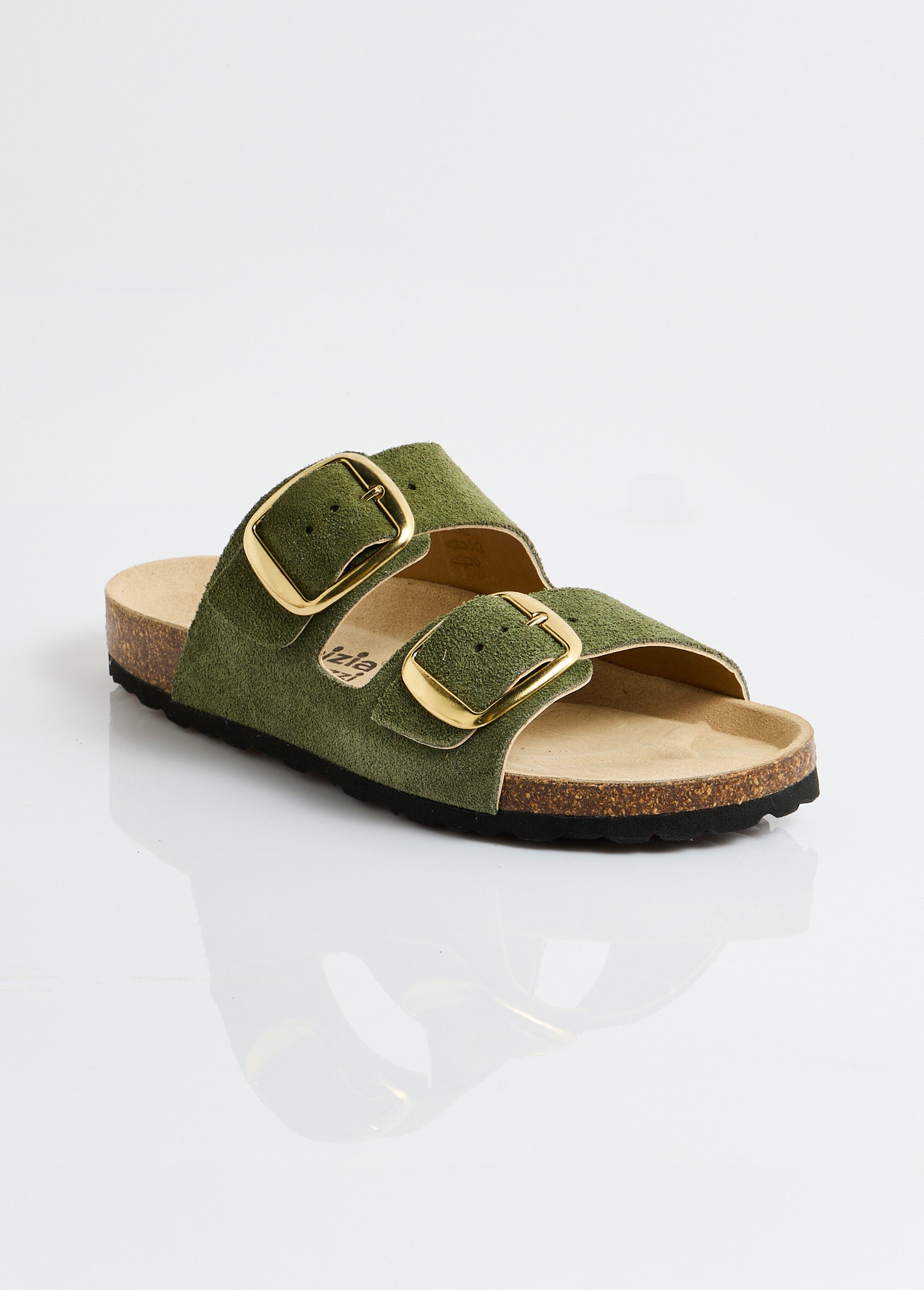Mules ergonomiques compensées cuir à boucles