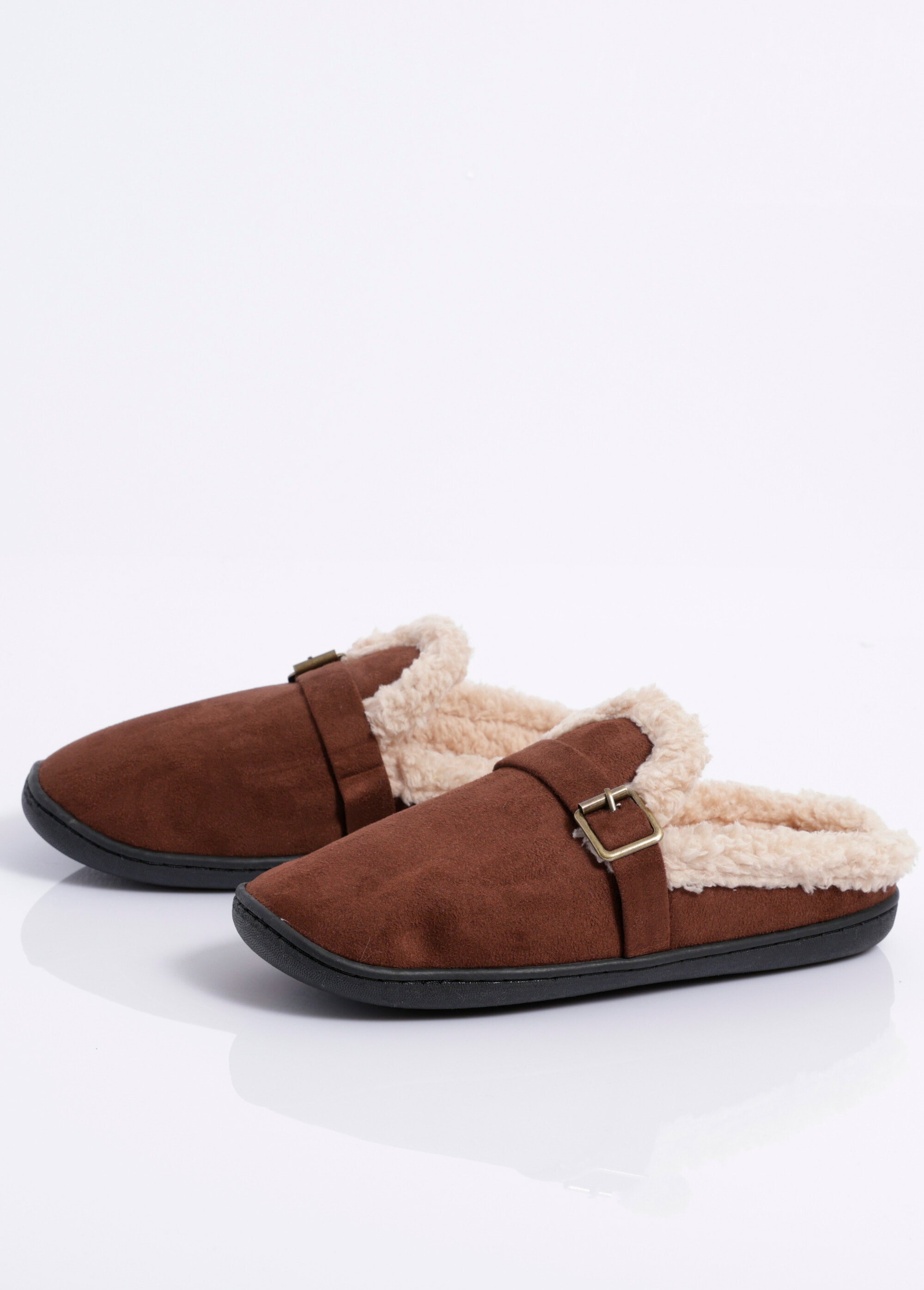 Mules suédine fourrées, antidérapantes Homme Marron JANYL-409 DE1