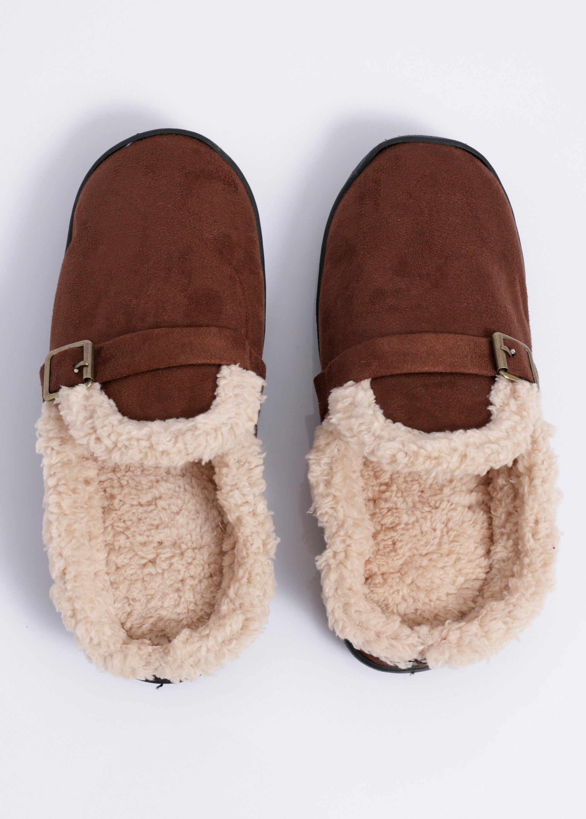 Mules suédine fourrées, antidérapantes Homme Marron JANYL-409 OV1