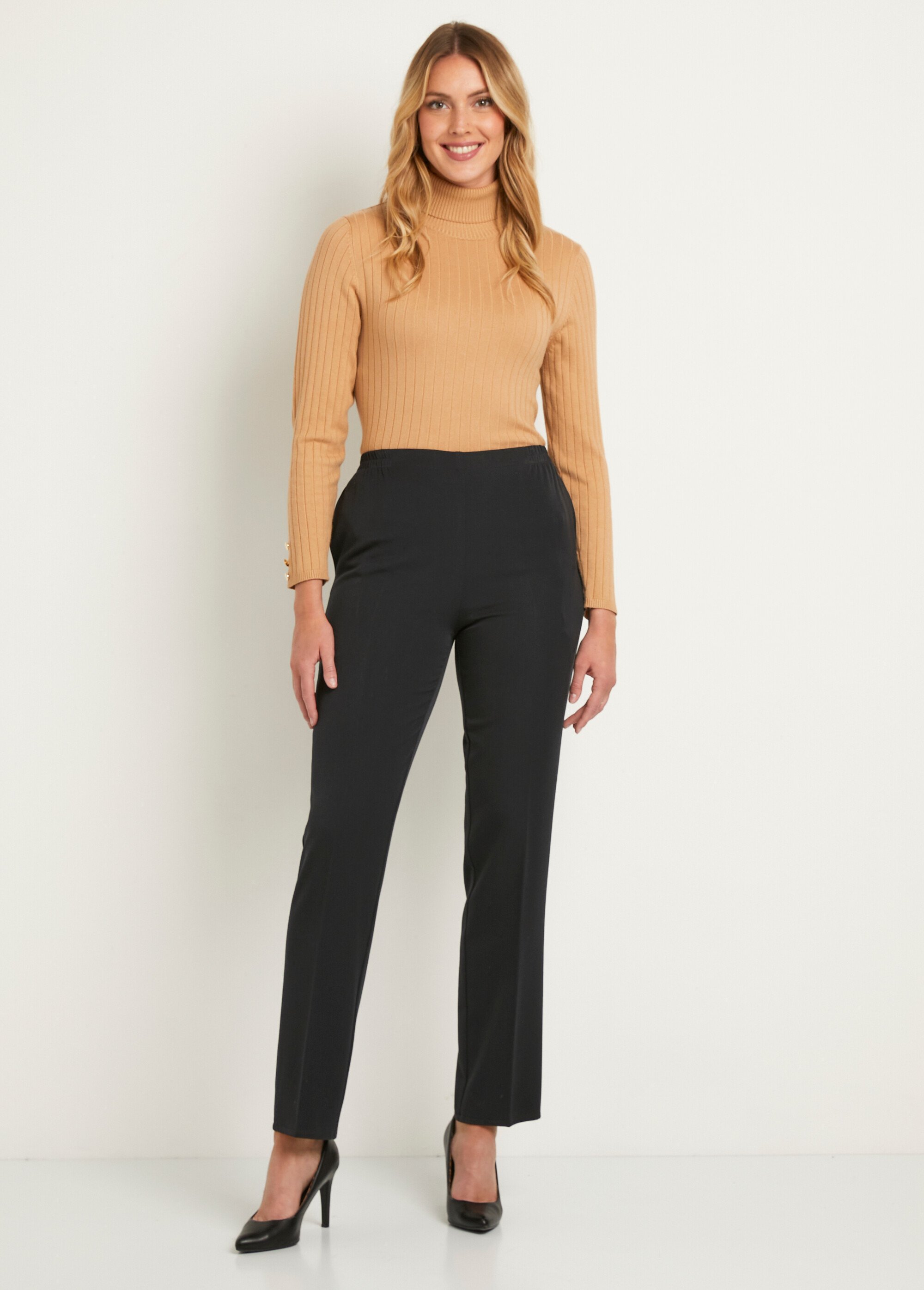 Pantalon droit taille semi élastiquée ventre plat Femme Bleu NOTUS SF1