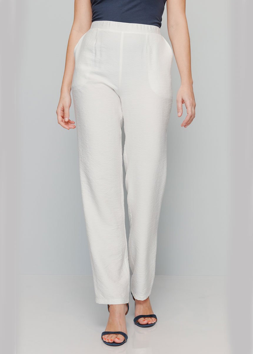 Pantalon en tissu effet lin