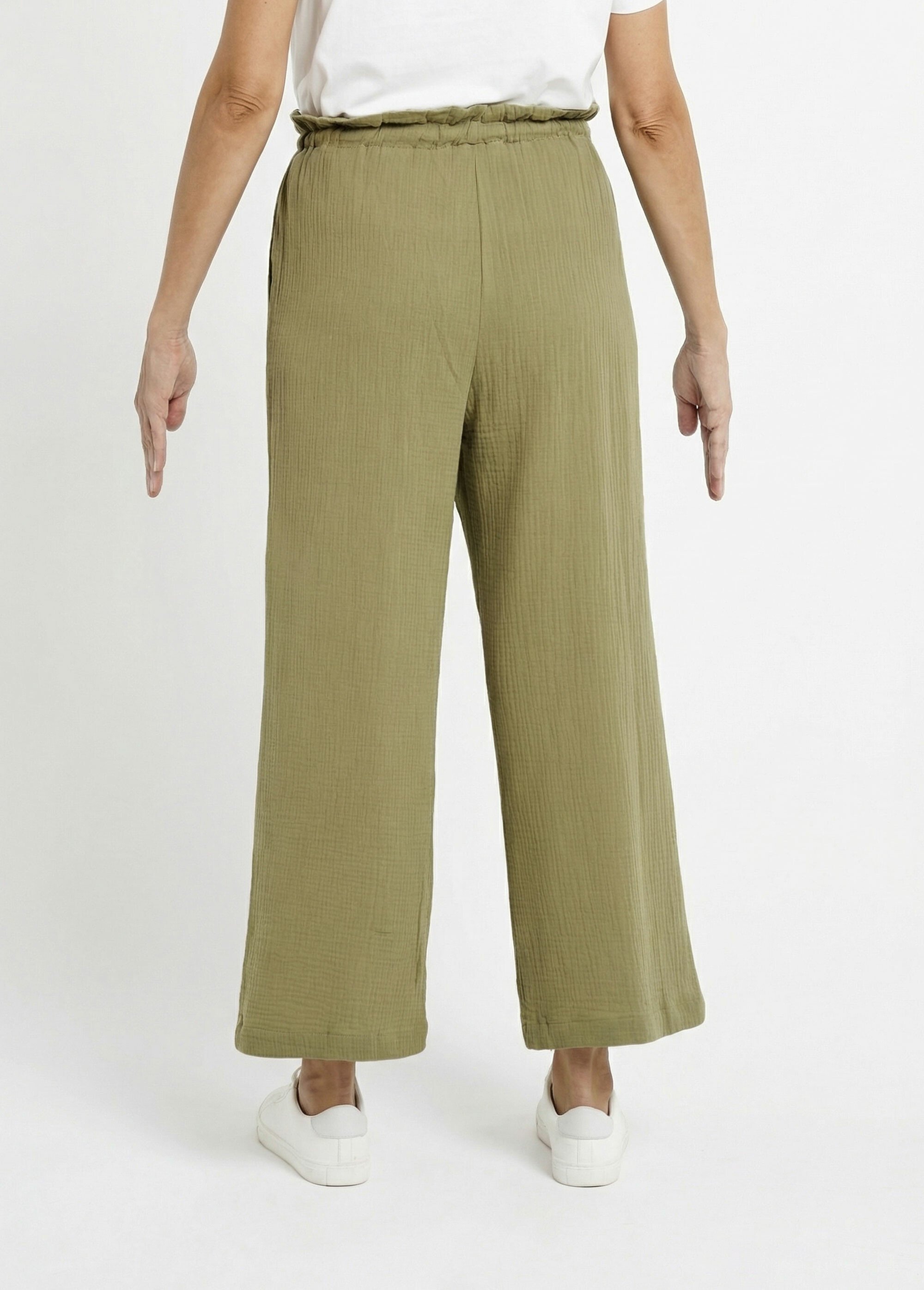 Pantalon large tendance, gaze de coton
