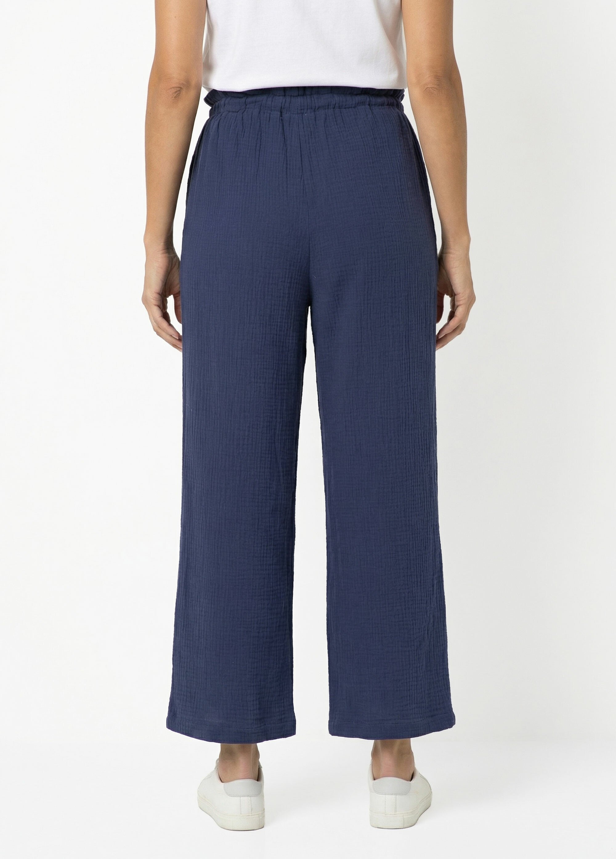 Pantalon large tendance, gaze de coton