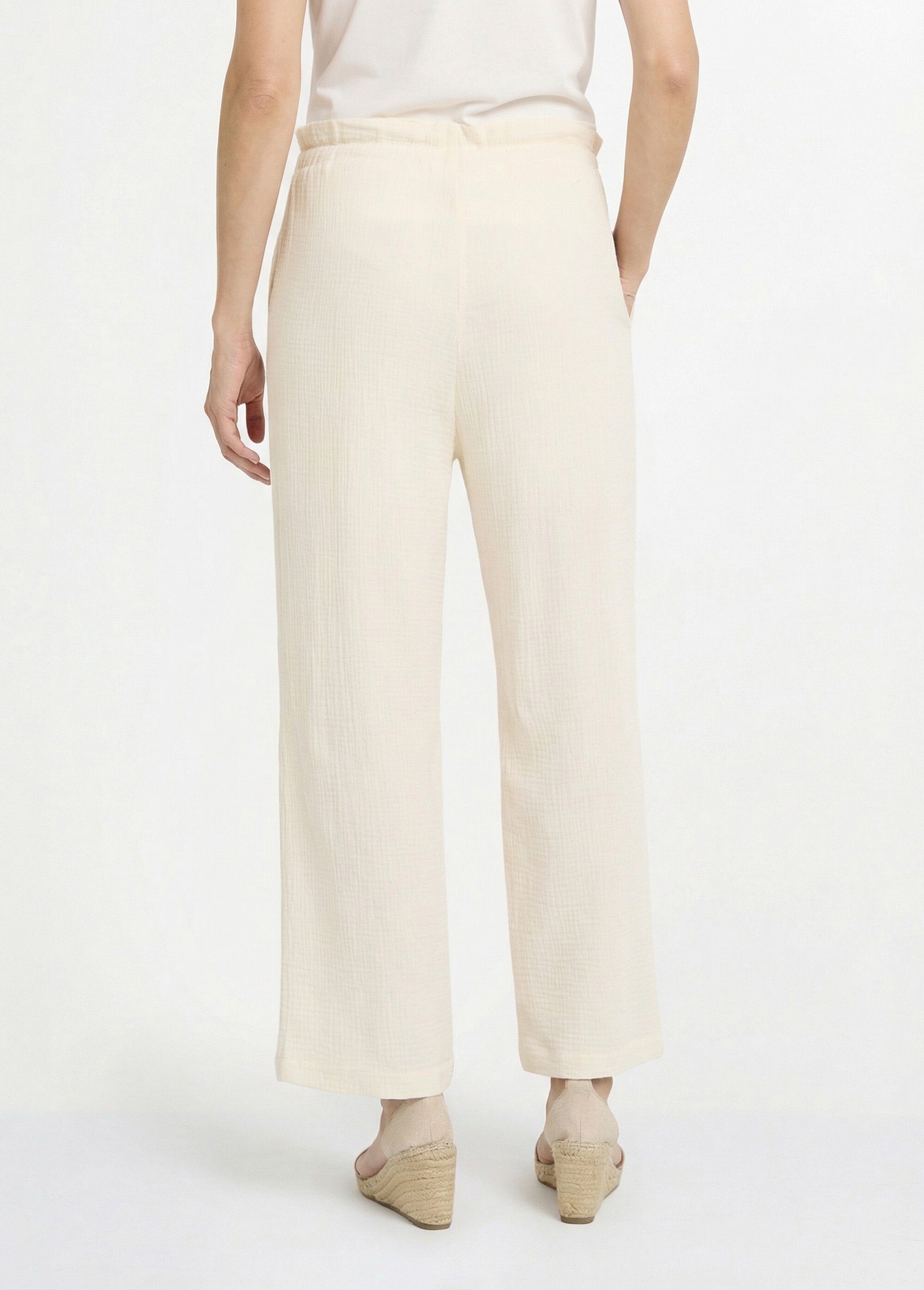 Pantalon large tendance, gaze de coton