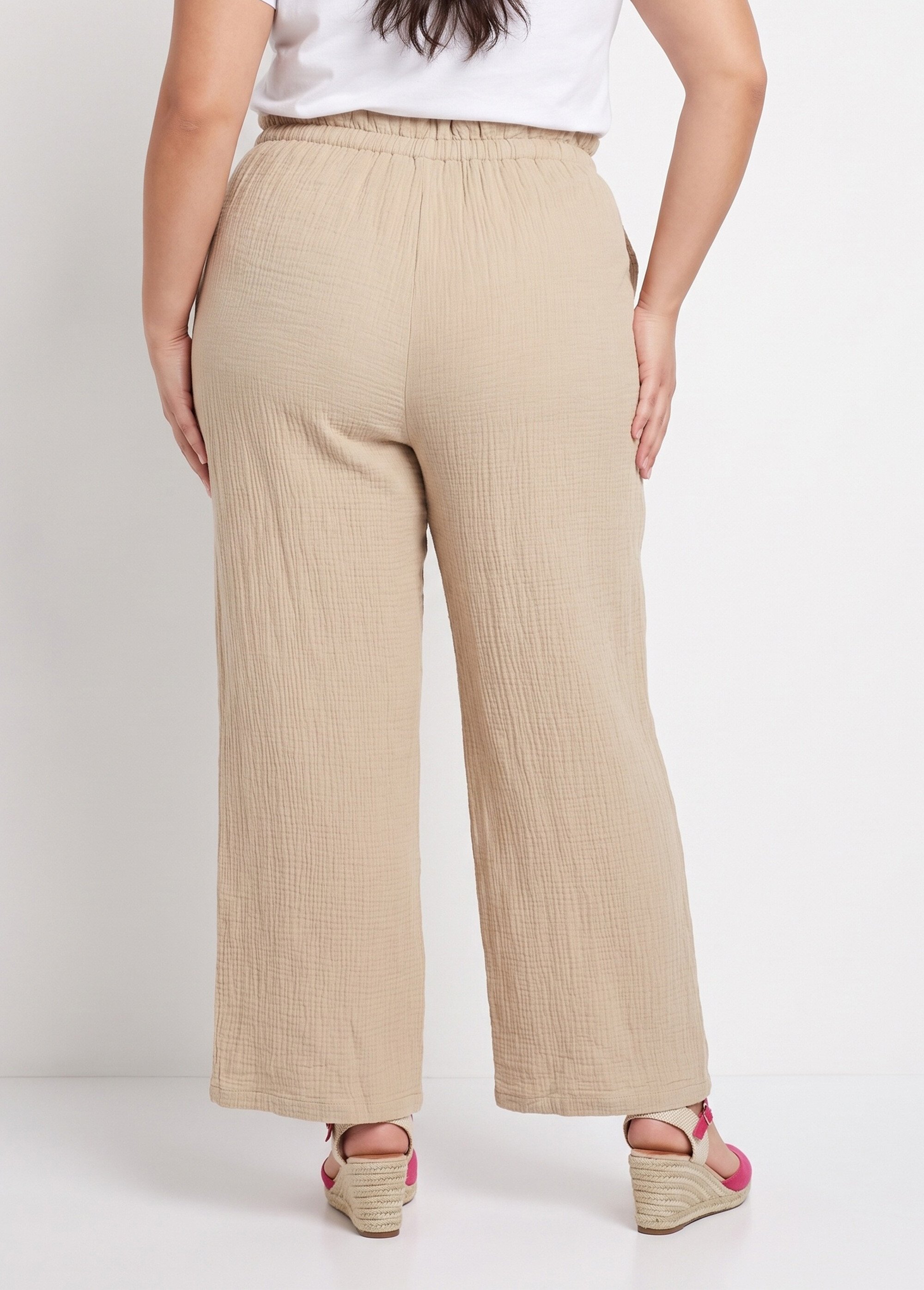 Pantalon large tendance, gaze de coton