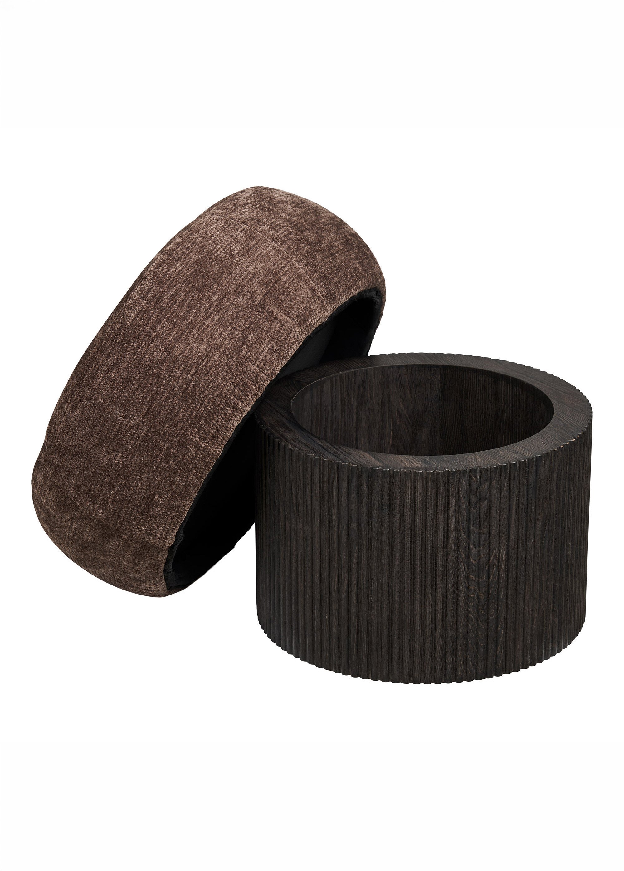 Pouf de rangement bimatière CHRISTCHURCH BRUN FONCE HN-1501094 DE1