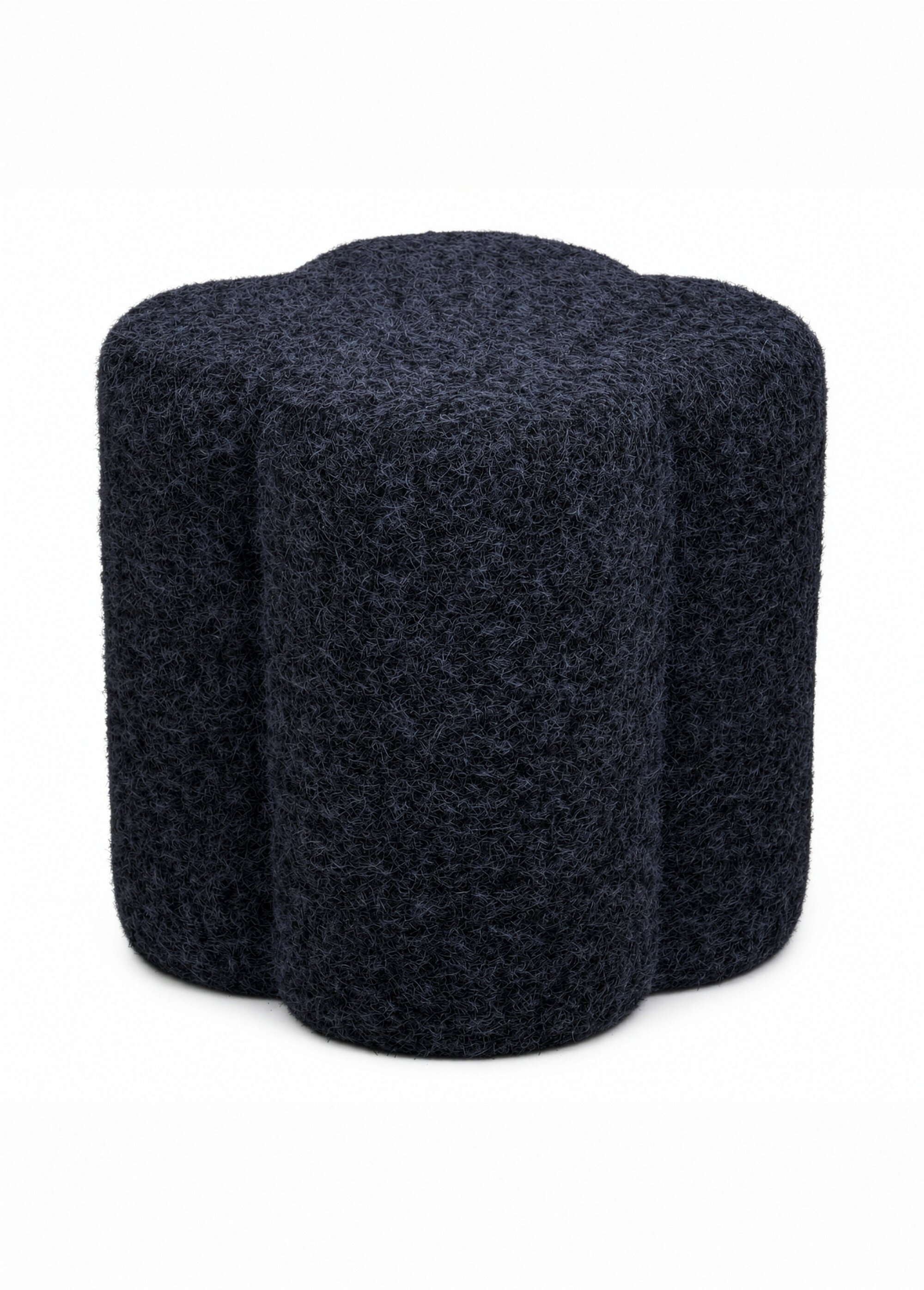 Pouf forme trèfle en bouclette DURBAN BLEU HN-1501092 FA1